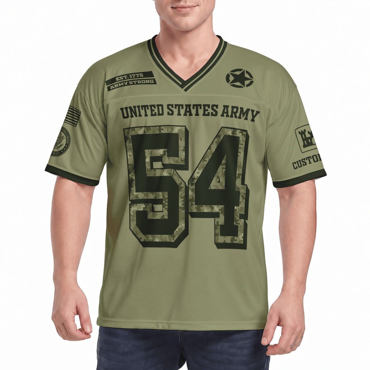 U.S. Army Military Jersey Custom Rank Name and Jersey Number Personalized Veteran Gift