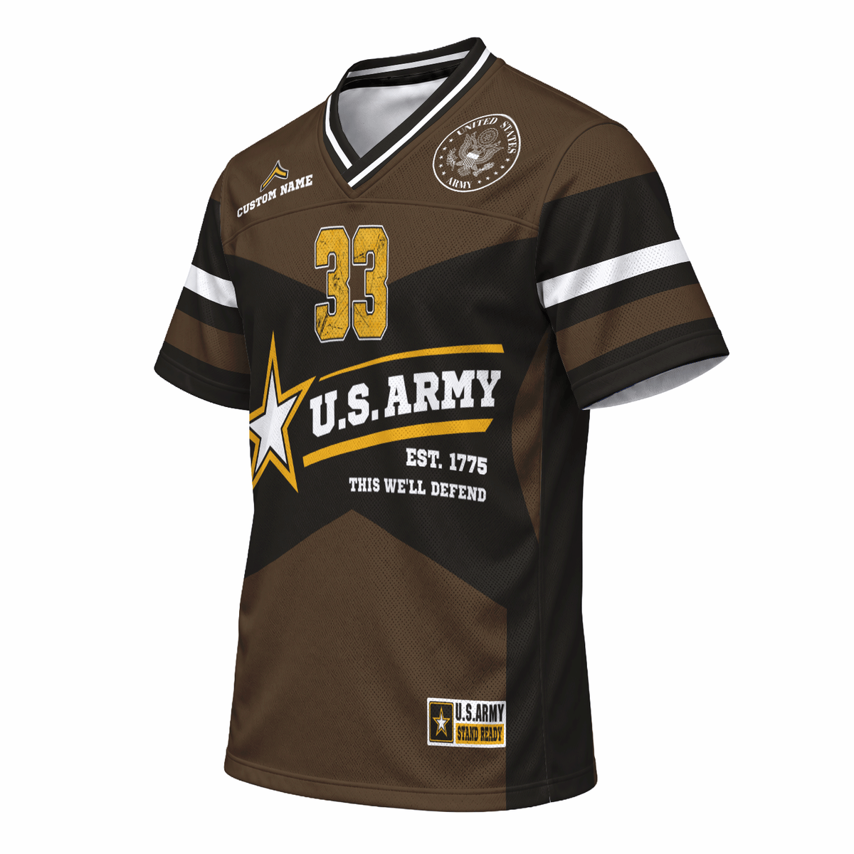 Custom Army Sports Jersey Personalized Rank Name and Jersey Number for Veterans and Soldiers