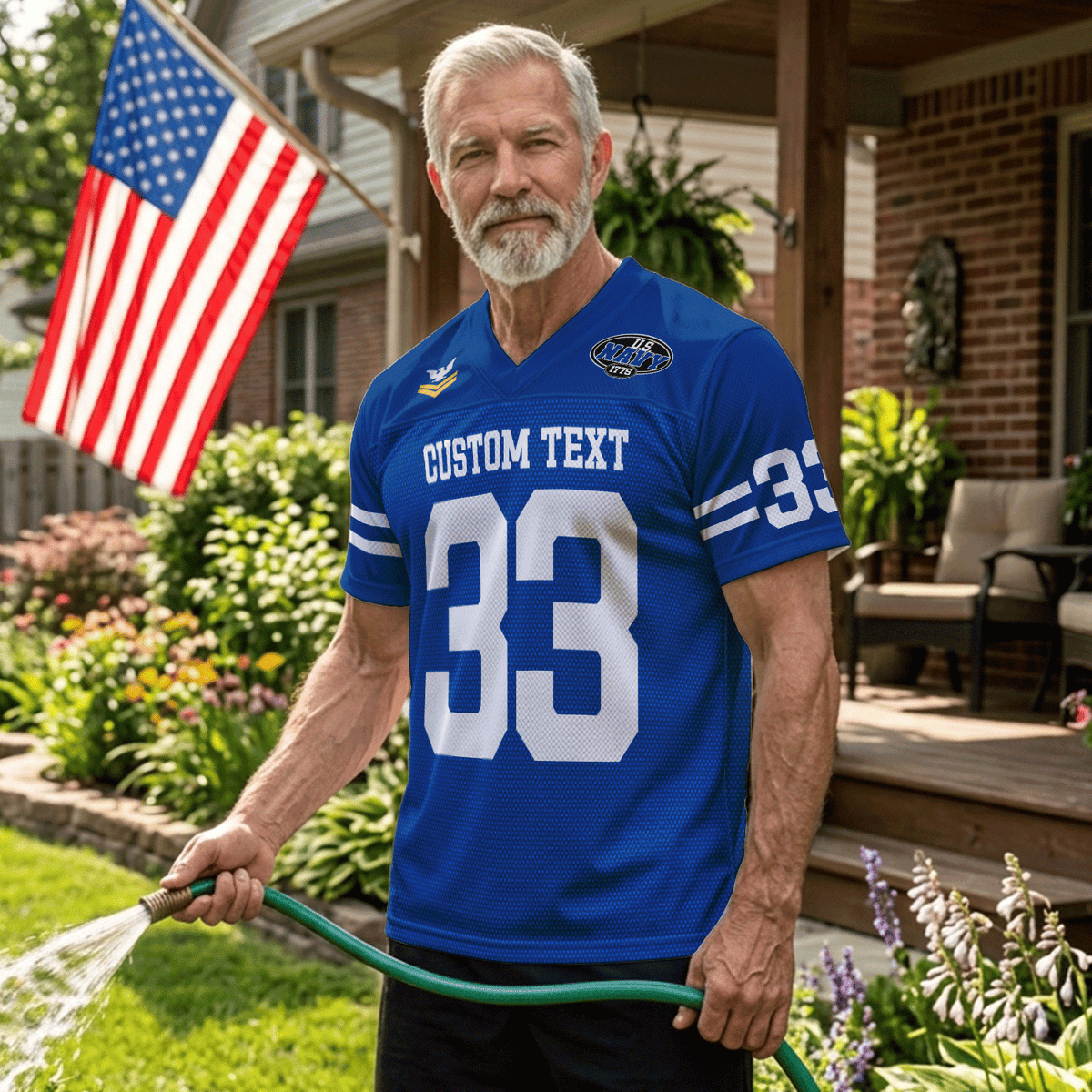Personalized Navy Veteran Jersey Custom Rank Number and Text