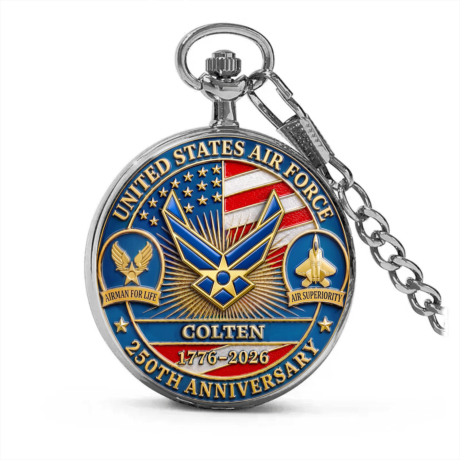 Personalized Air Force Pocket Watch Veteran Retirement Gift