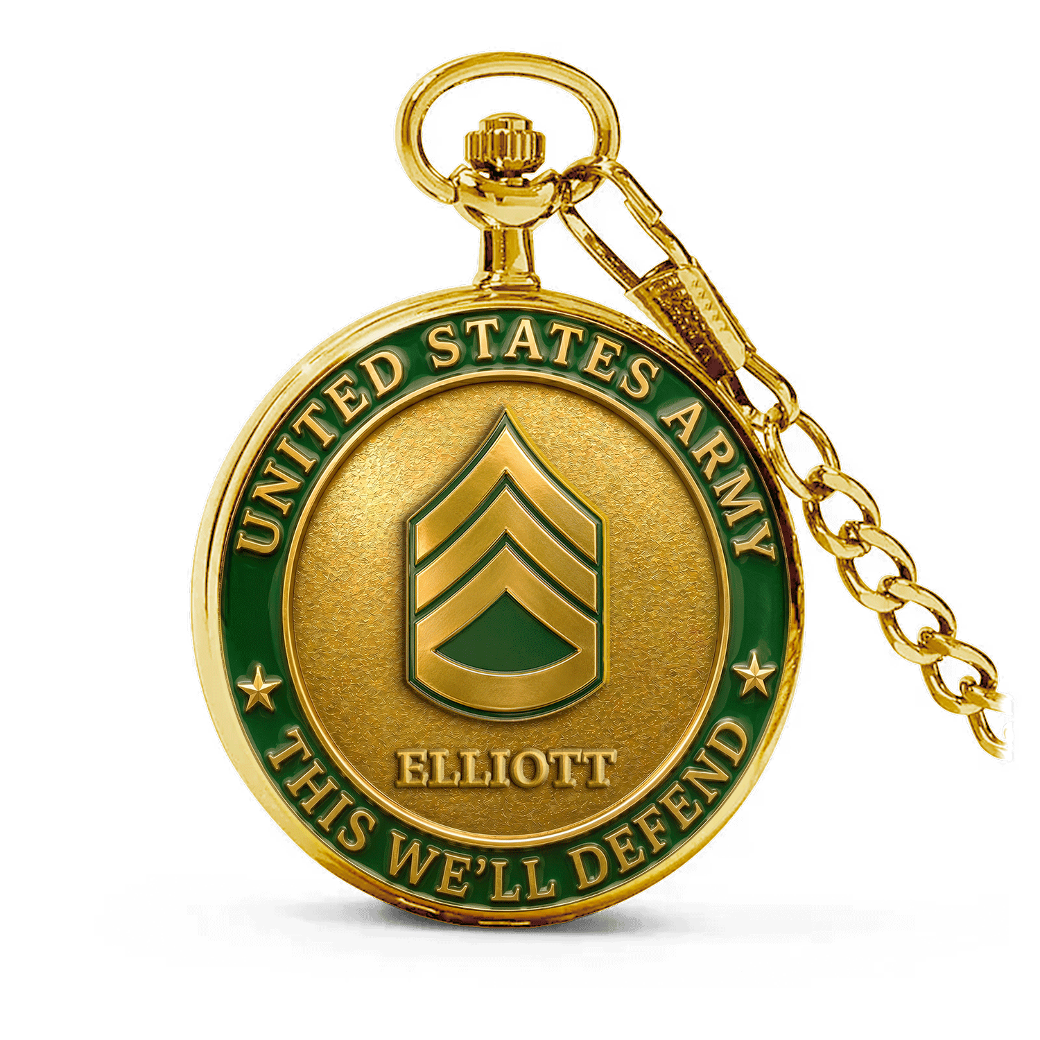Army 250 Years Pocket Watch Custom Rank and Name Gift
