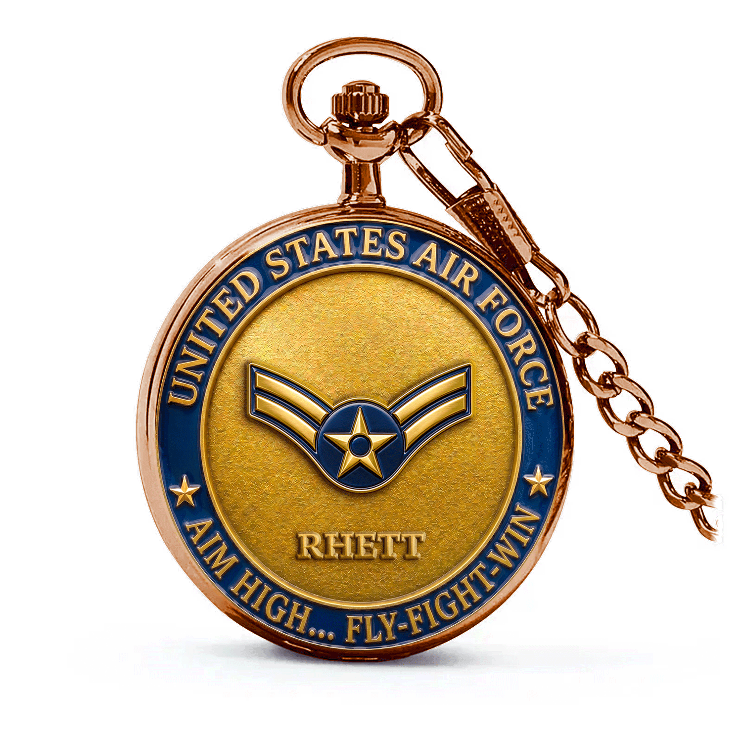 US Air Force Rank Name Pocket Watch Personalized Gift