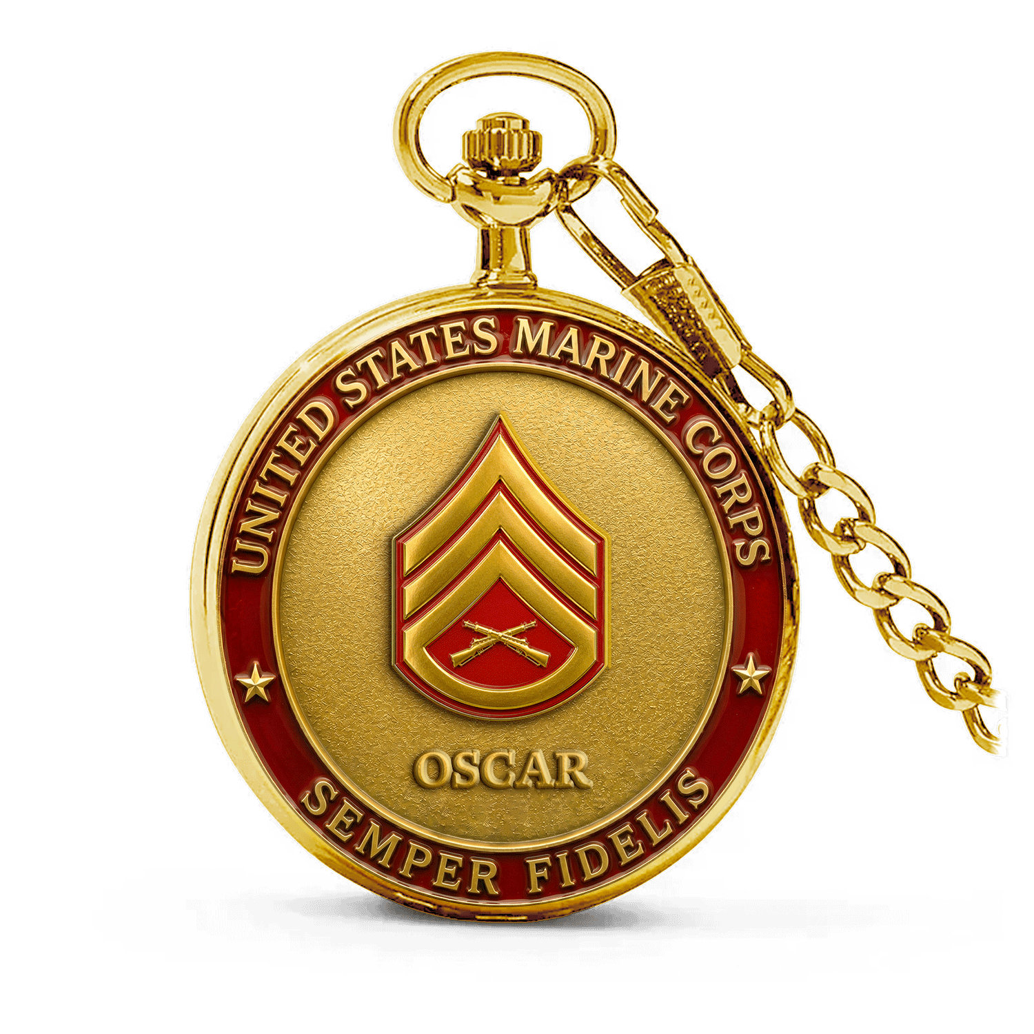 USMC Rank Name Pocket Watch Personalized Gift