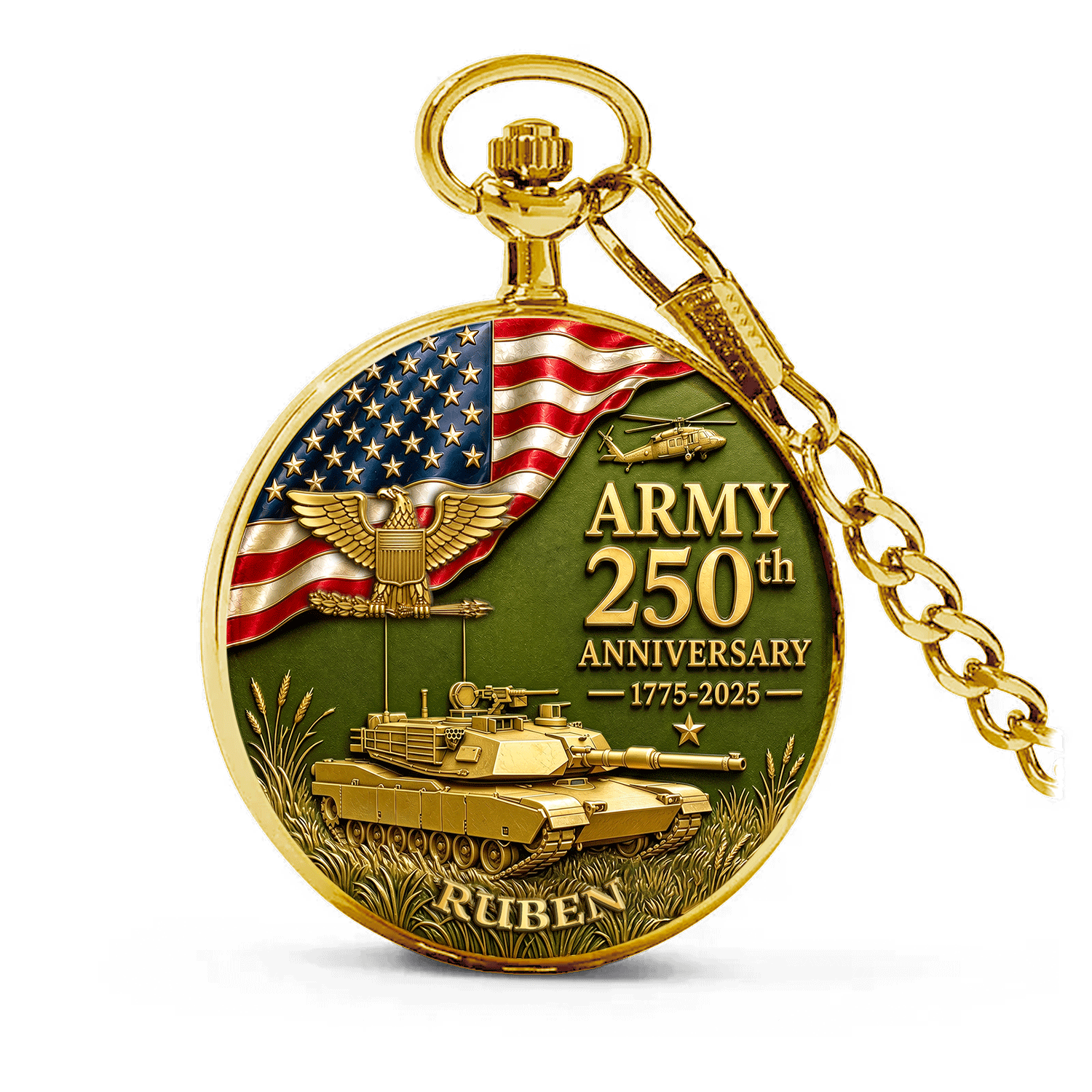 Army Veteran Personalized Pocket Watch 1776-2026 Gift