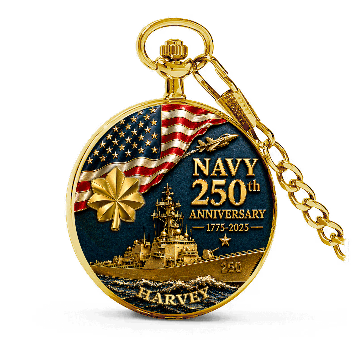 Personalized US Navy Pocket Watch Military Promotion Gift