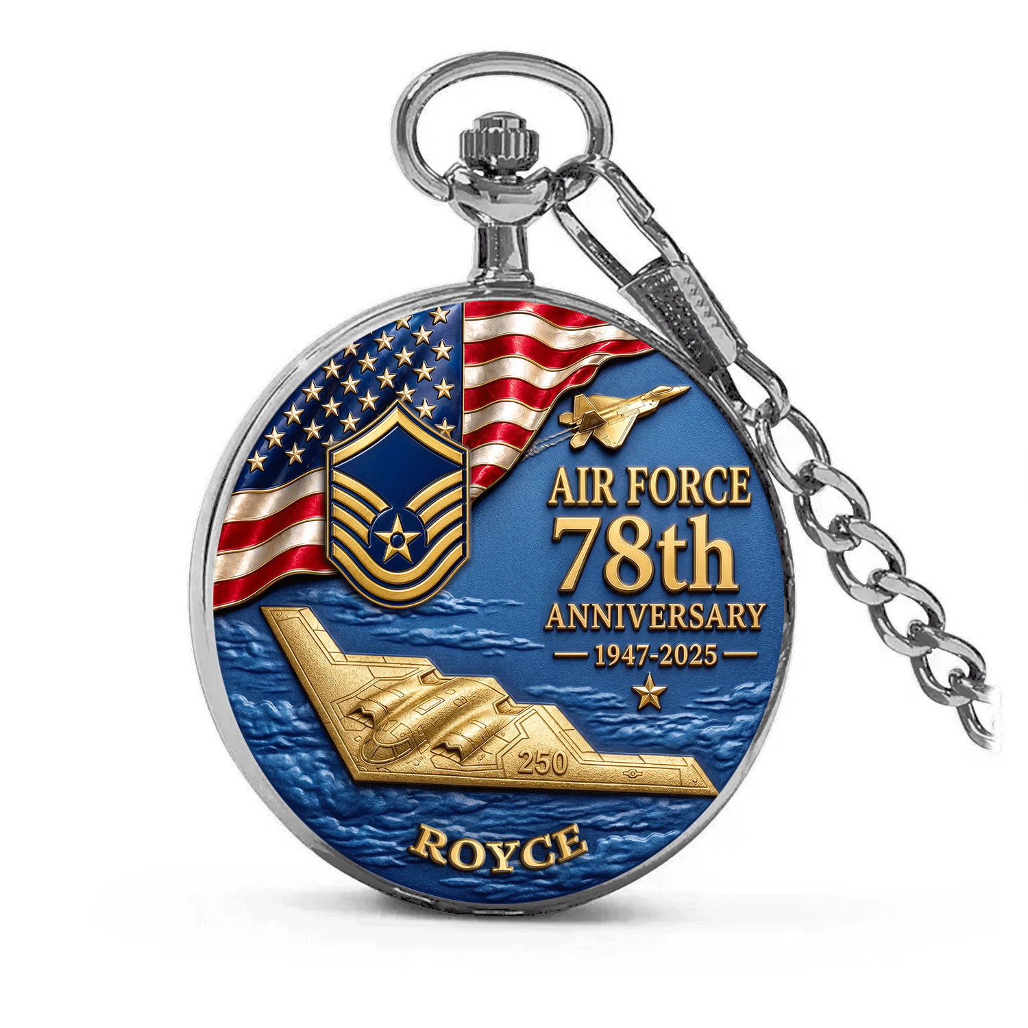 Air Force Veteran Pocket Watch 250th Anniversary Keepsake