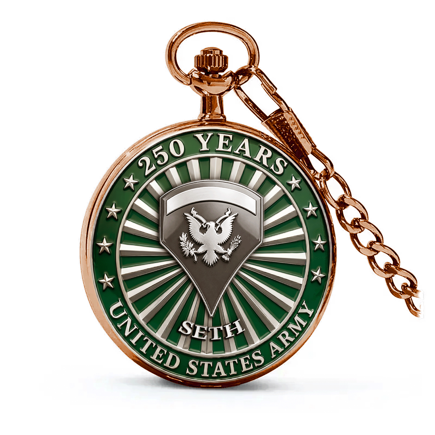 US Army Custom Rank Name Pocket Watch Collectible Gift