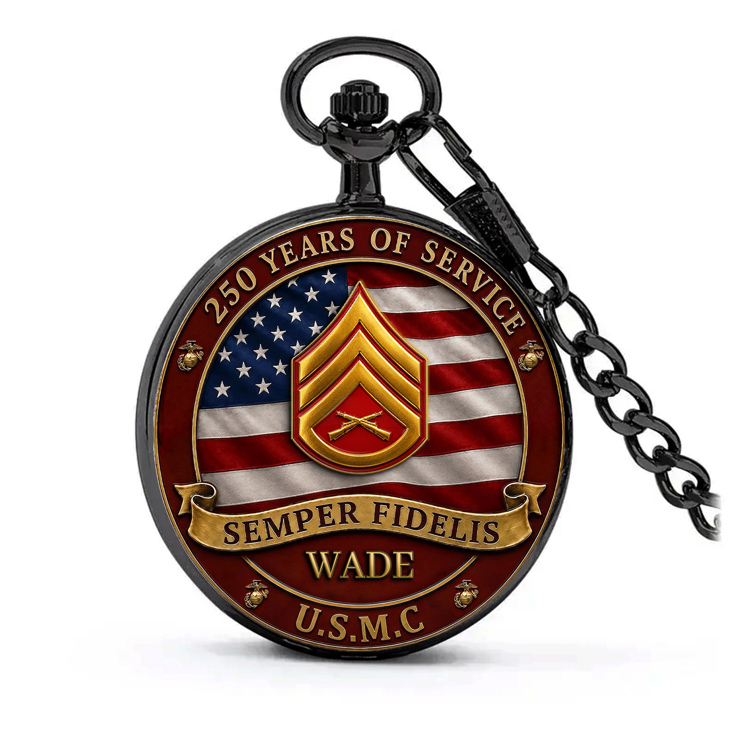 Custom USMC Pocket Watch Promotion Gift for Marines