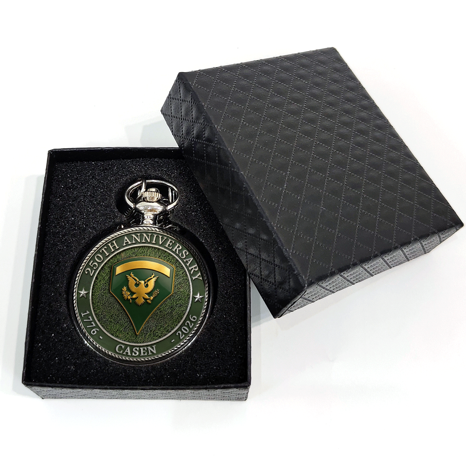 Army Custom Name Pocket Watch USA 250 Years Independence