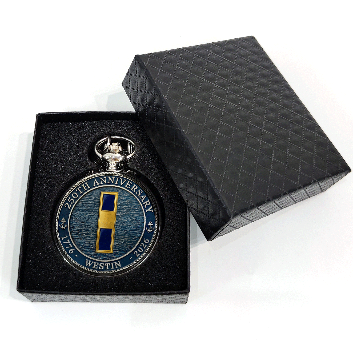 Custom US Navy Pocket Watch Veteran Retirement Keepsake