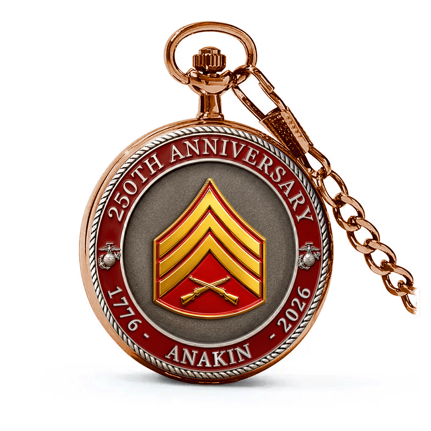 Personalized Marine Rank Pocket Watch 250 Years Gift