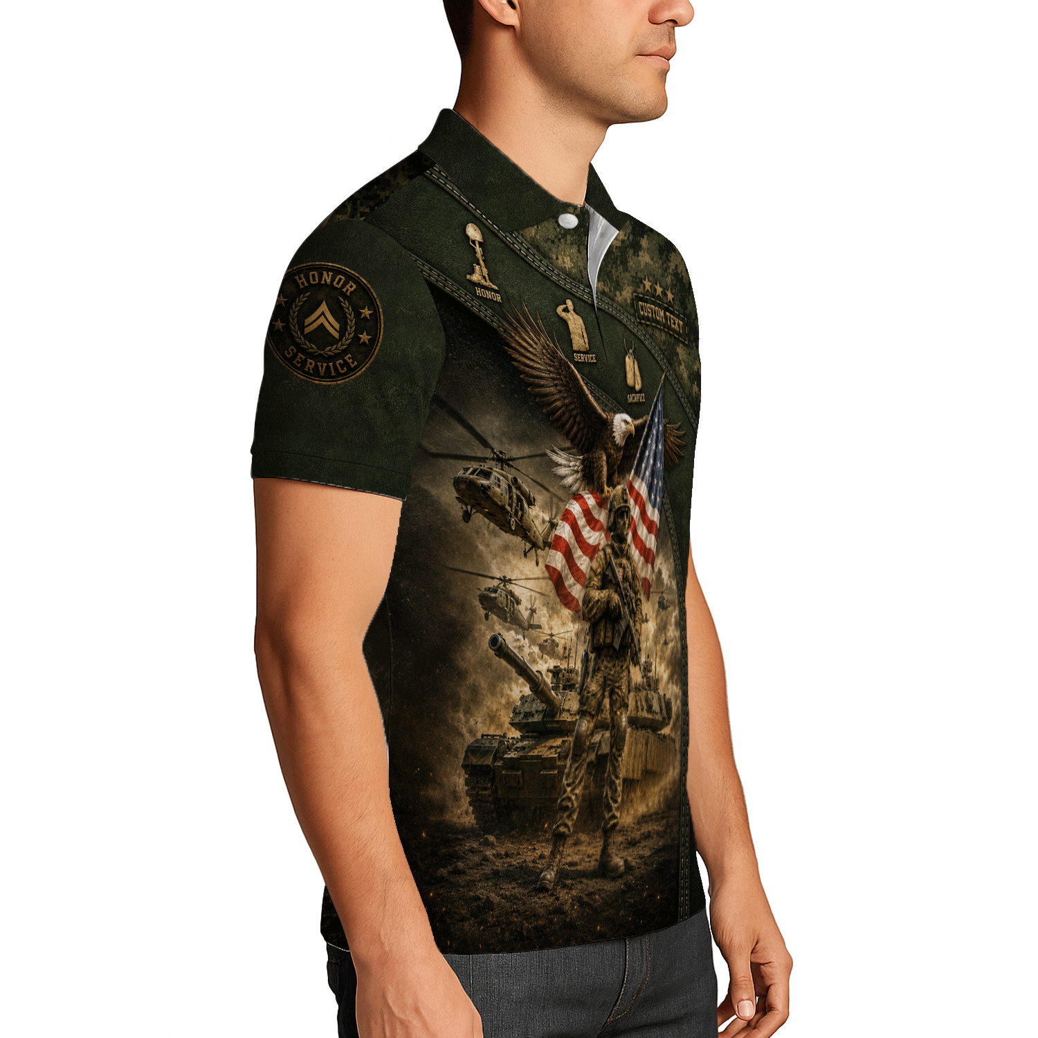 Personalized US Army Combat Tank 3D Polo Shirt for Men