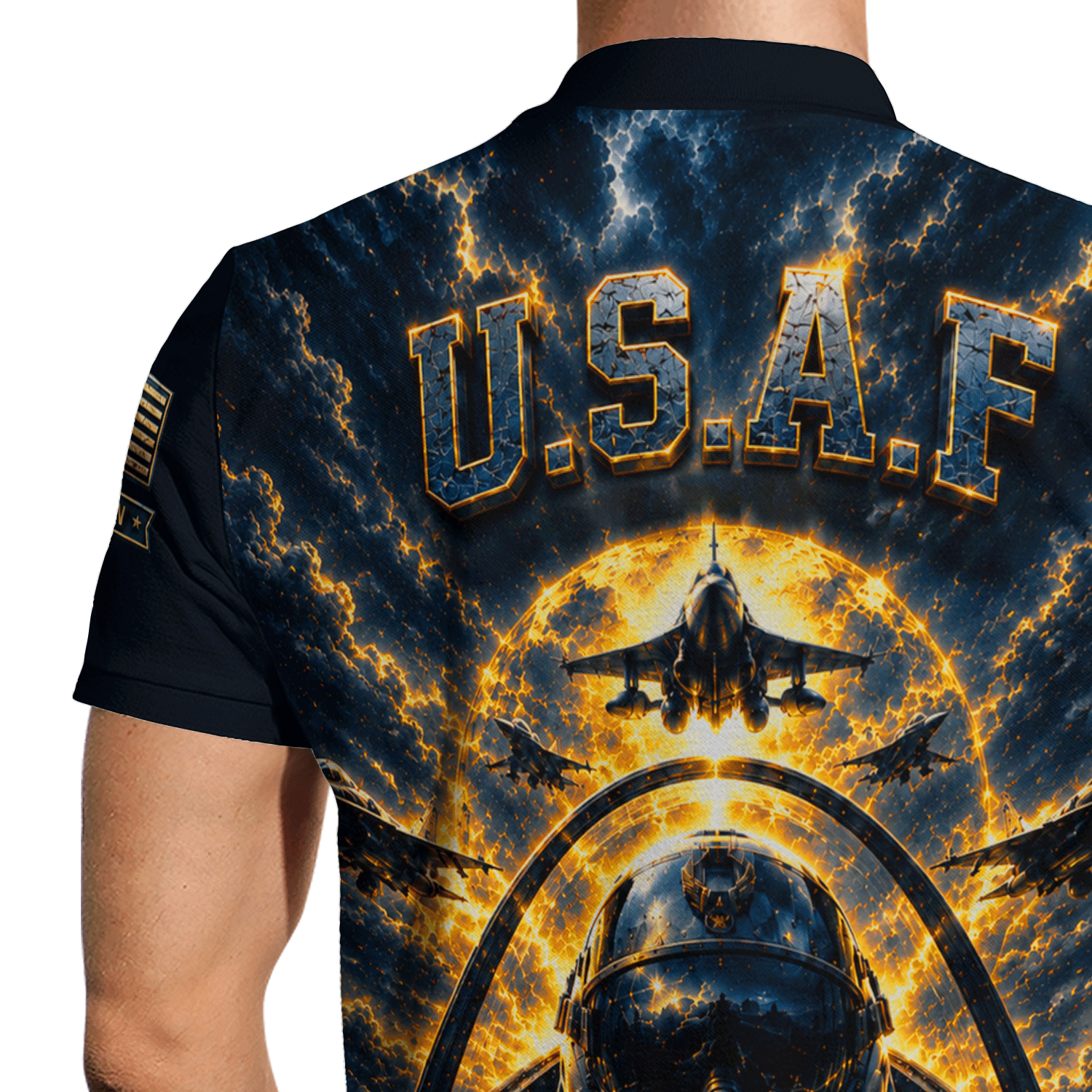 US Air Force Personalized Military Rank All Over Print Polo Shirt