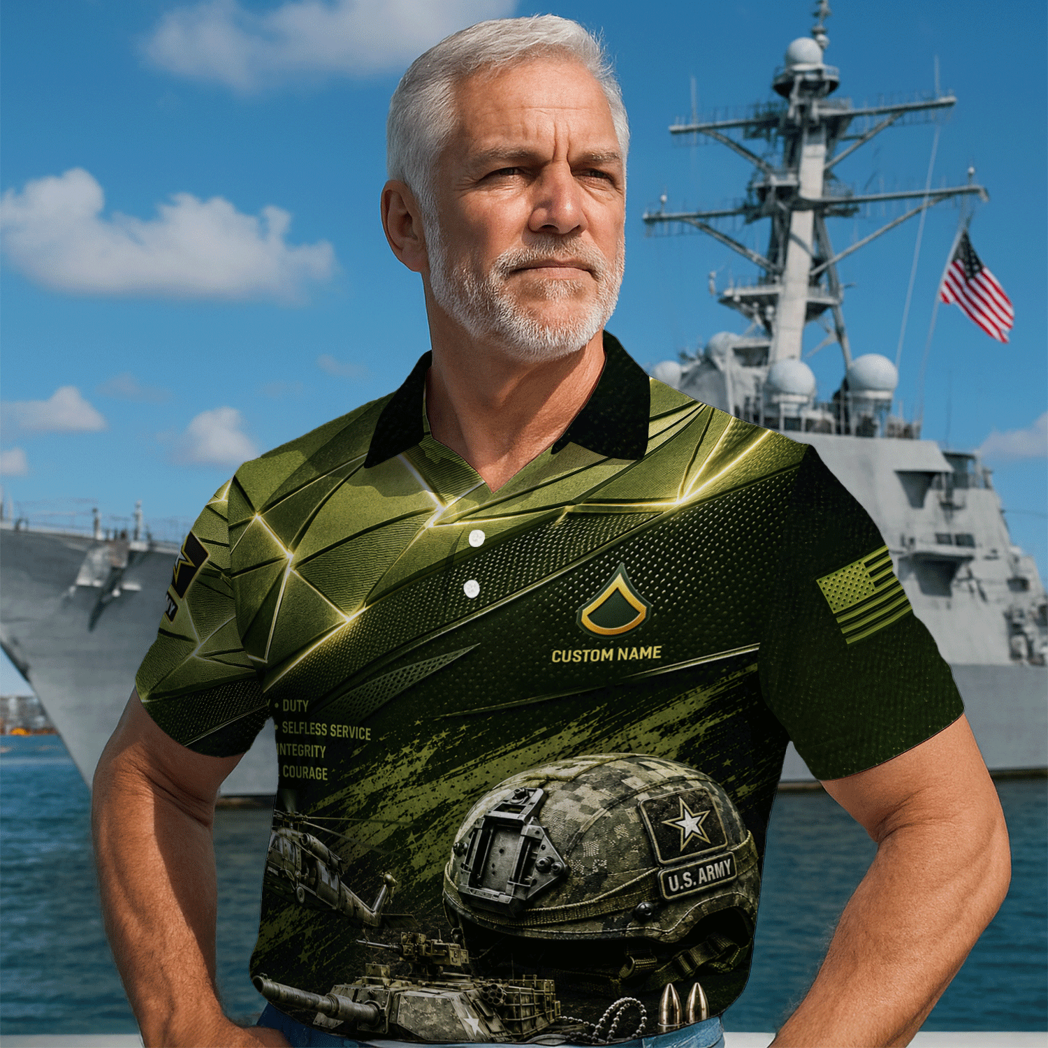 Personalized US Army Rank 3D All-Over Print Polo Shirt Gift