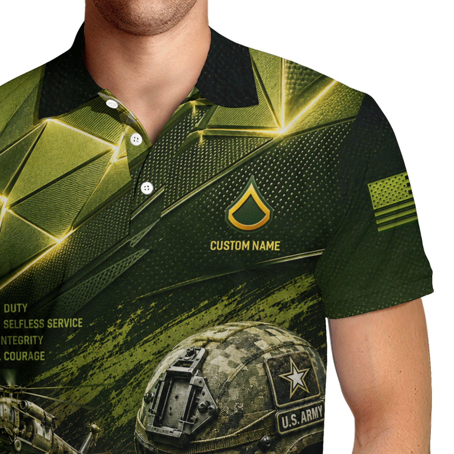 Personalized US Army Rank 3D All-Over Print Polo Shirt Gift