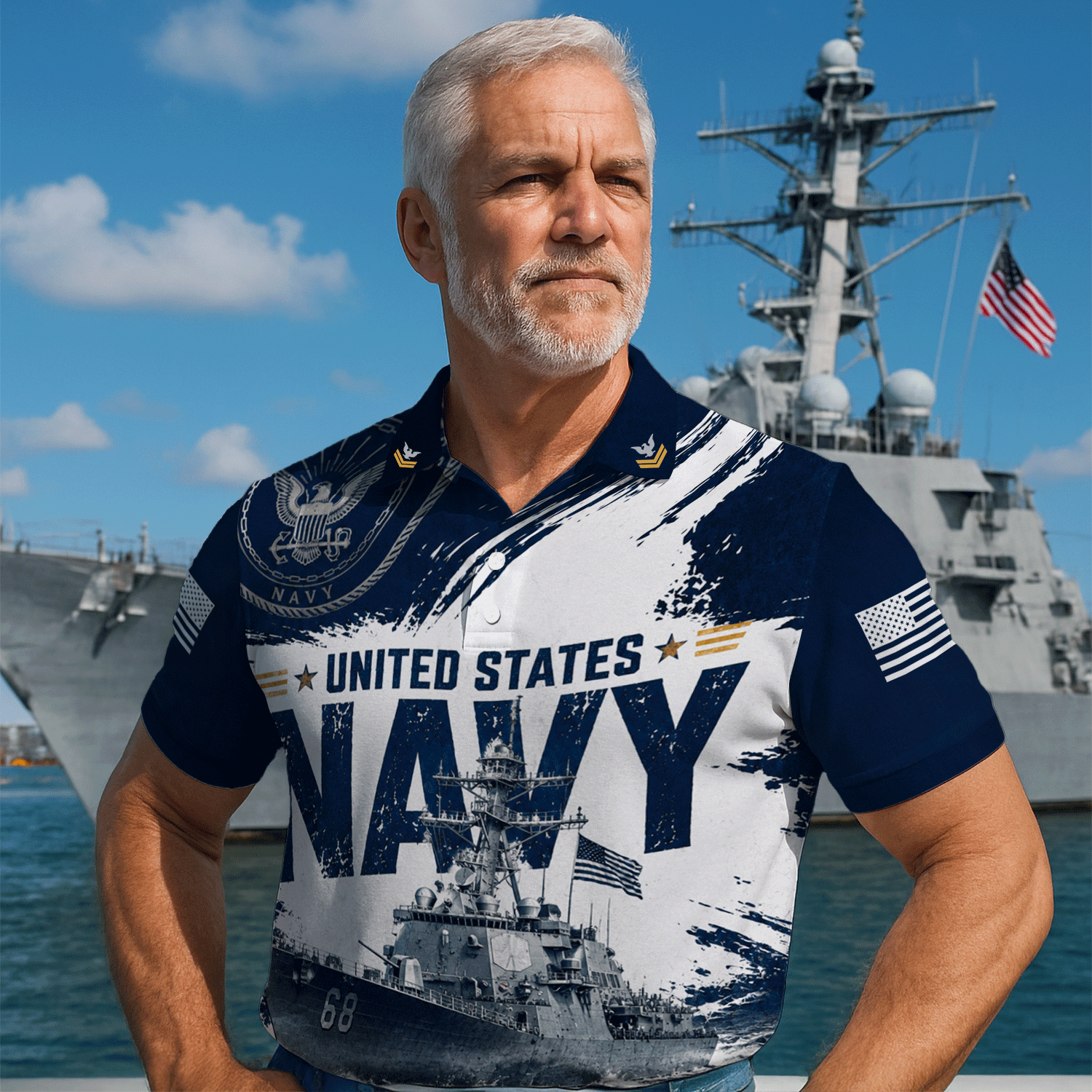 Personalized US Navy Rank 3D All-Over Print Polo Shirt Gift
