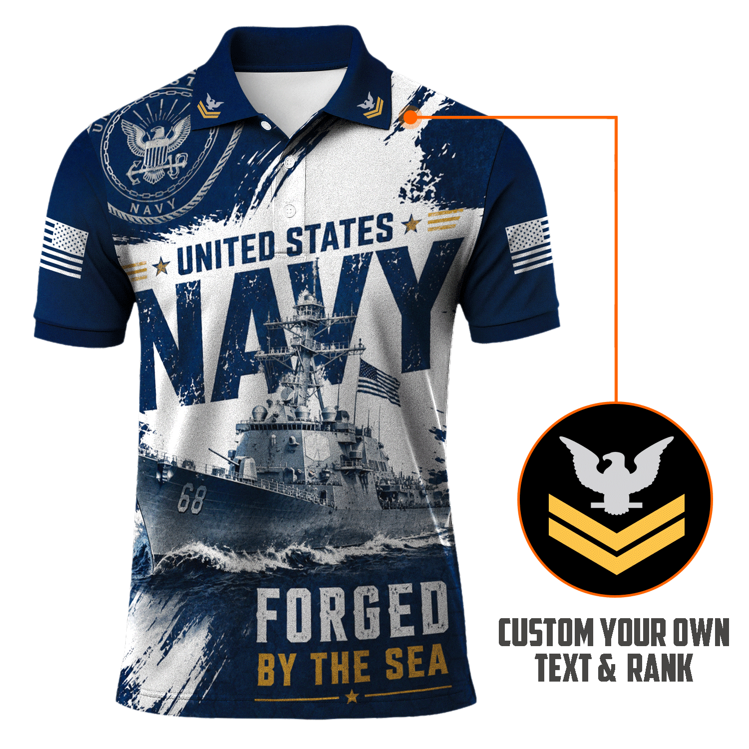 Personalized US Navy Rank 3D All-Over Print Polo Shirt Gift