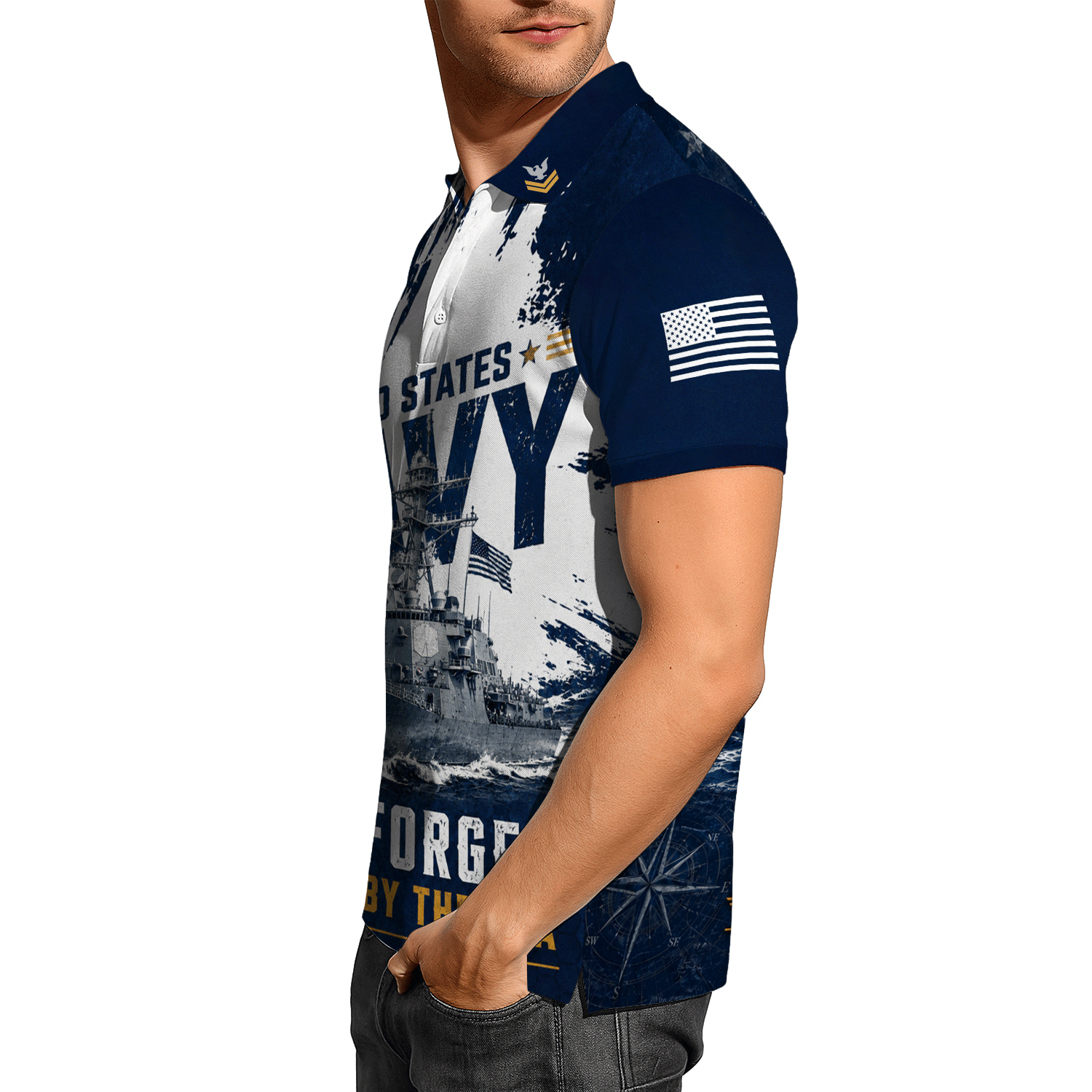 Personalized US Navy Rank 3D All-Over Print Polo Shirt Gift