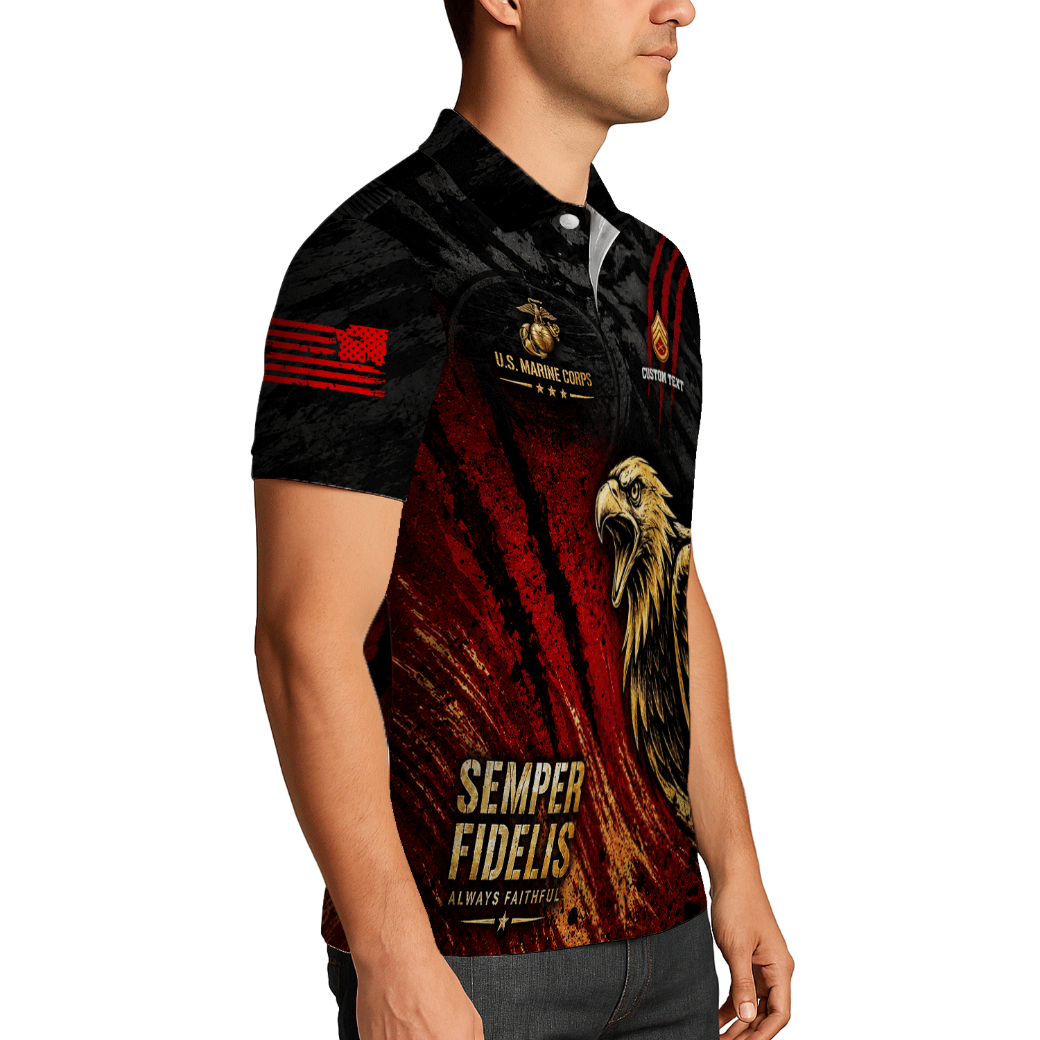 Personalized US Marine Corps Rank 3D All-Over Print Polo Shirt Gift