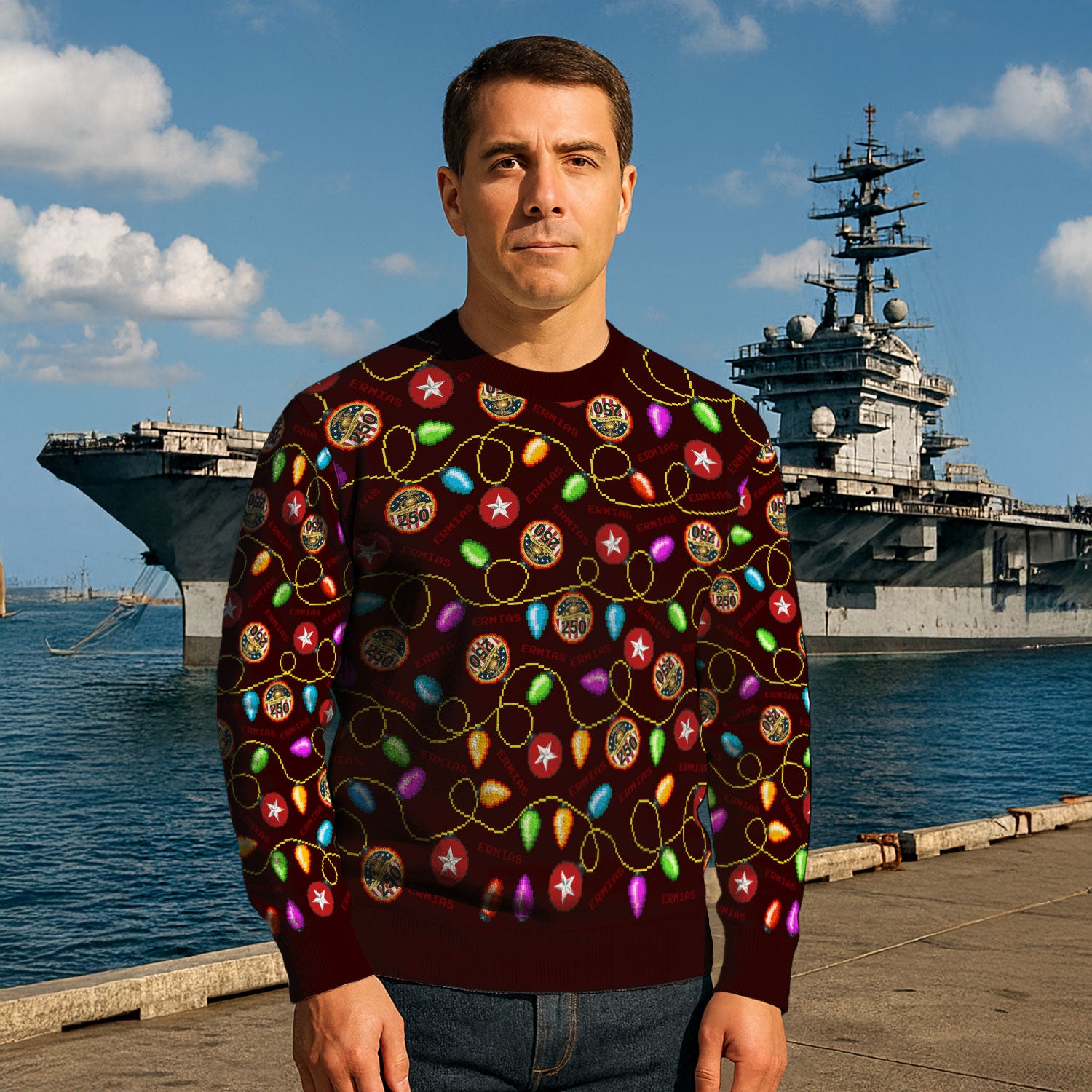 Custom Ranks And Text USMC Ugly Christmas Sweater for Women Men KAUST02