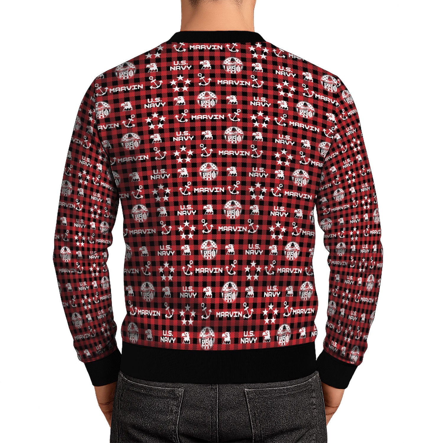 Custom Ranks And Text US Navy Ugly Christmas Sweater for Women Men KAUST04