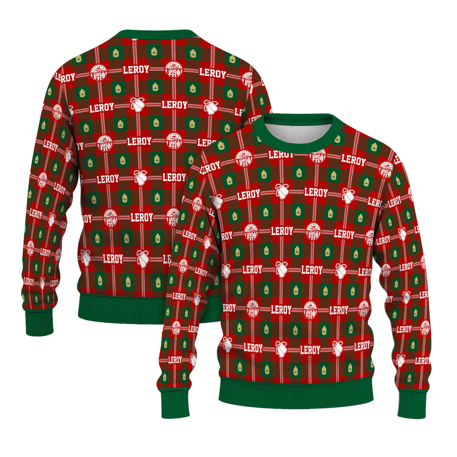Custom Ranks And Text US Army Ugly Christmas Sweater for Women Men KAUST05