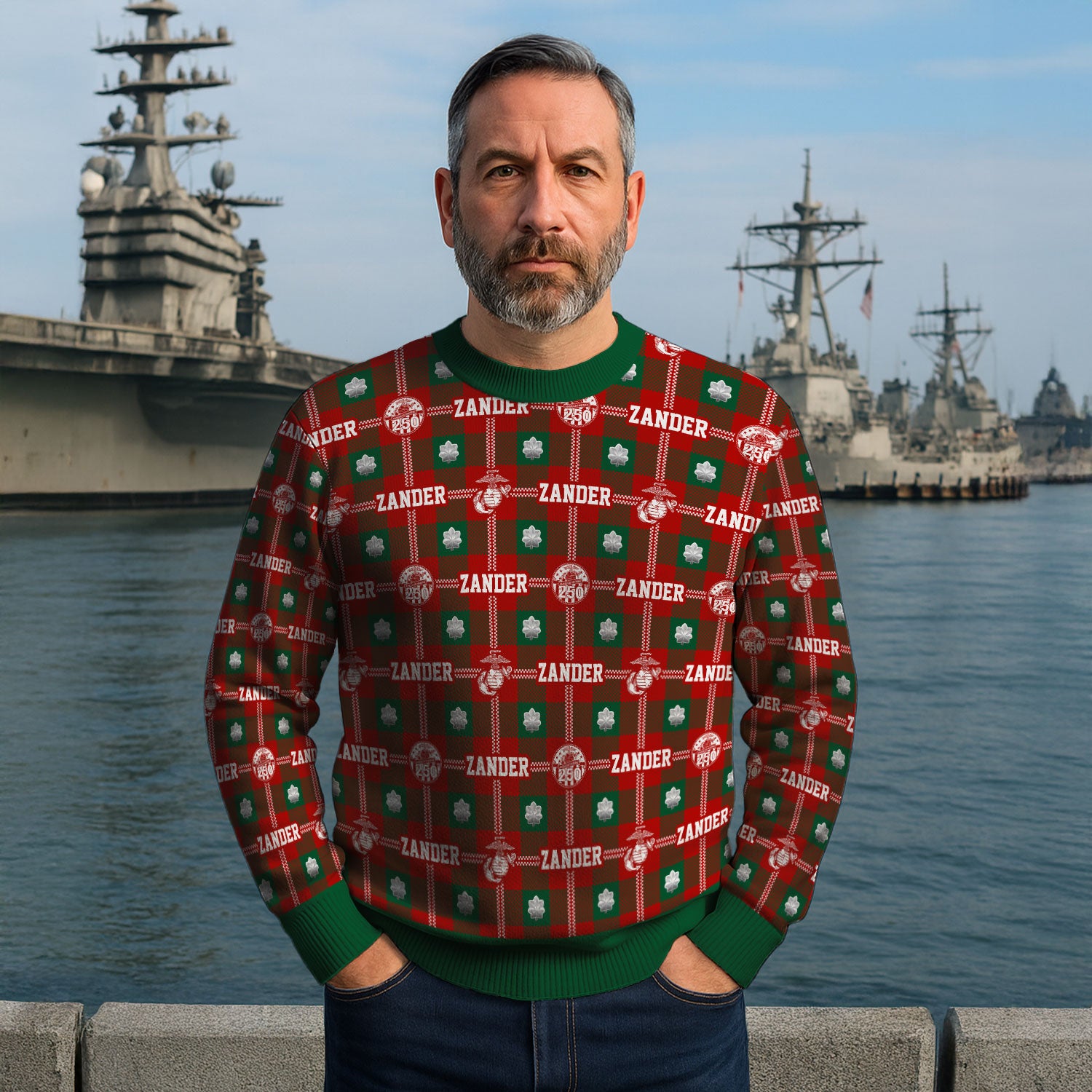 Custom Ranks And Text USMC Ugly Christmas Sweater for Women Men KAUST05