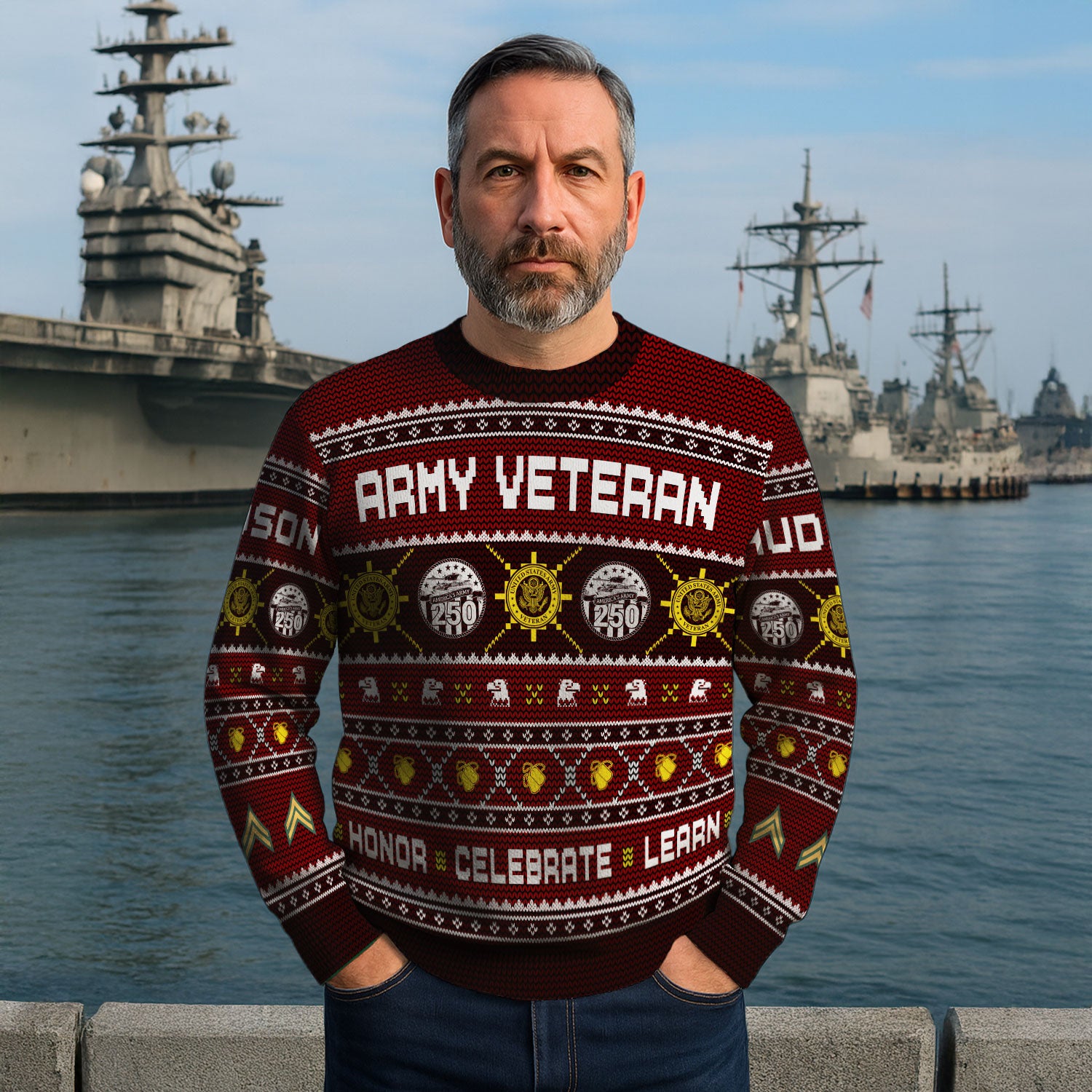 Custom Ranks And Text US Army Ugly Christmas Sweater for Women Men KAUST06