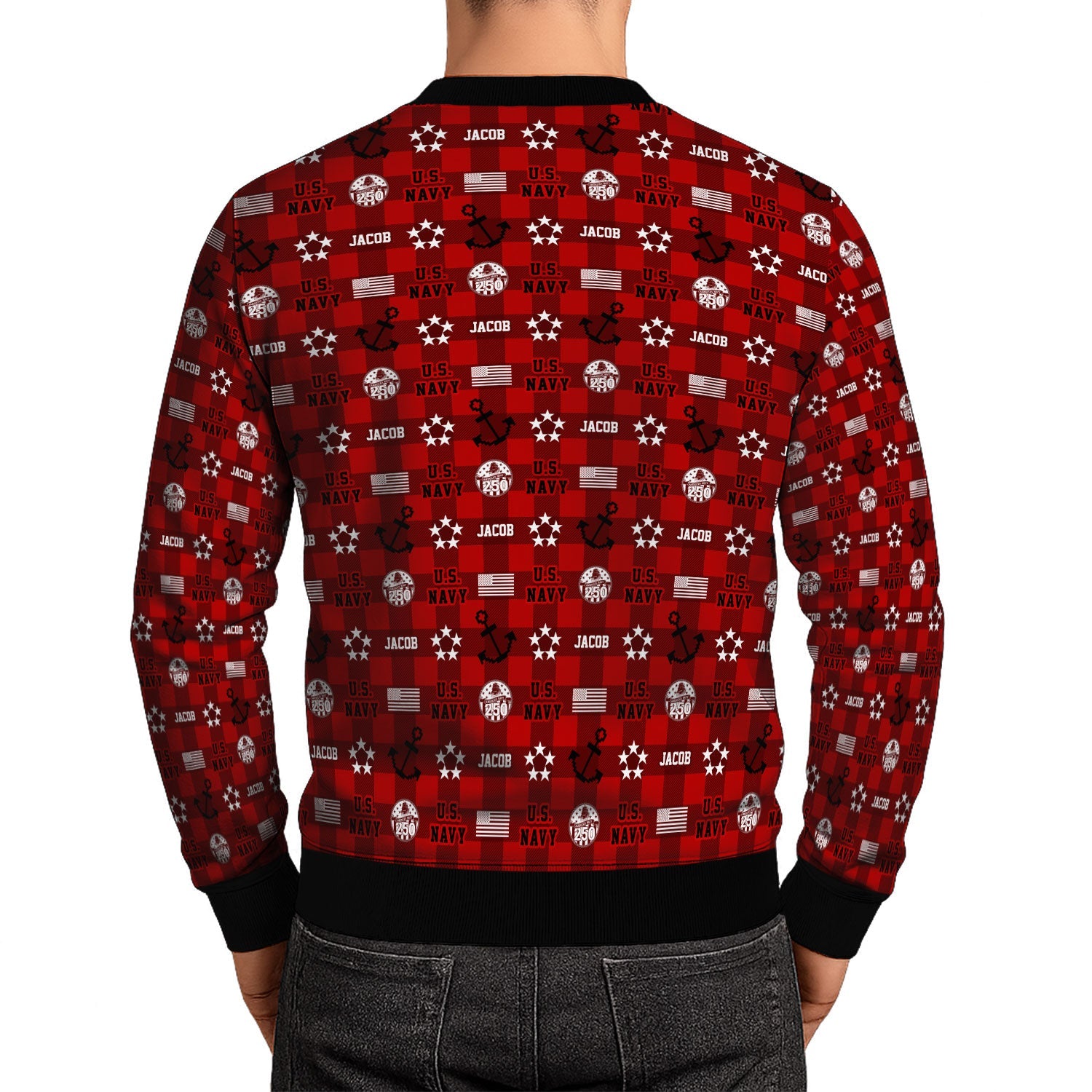 Personalized US Navy Christmas Ugly Sweater KAUST12