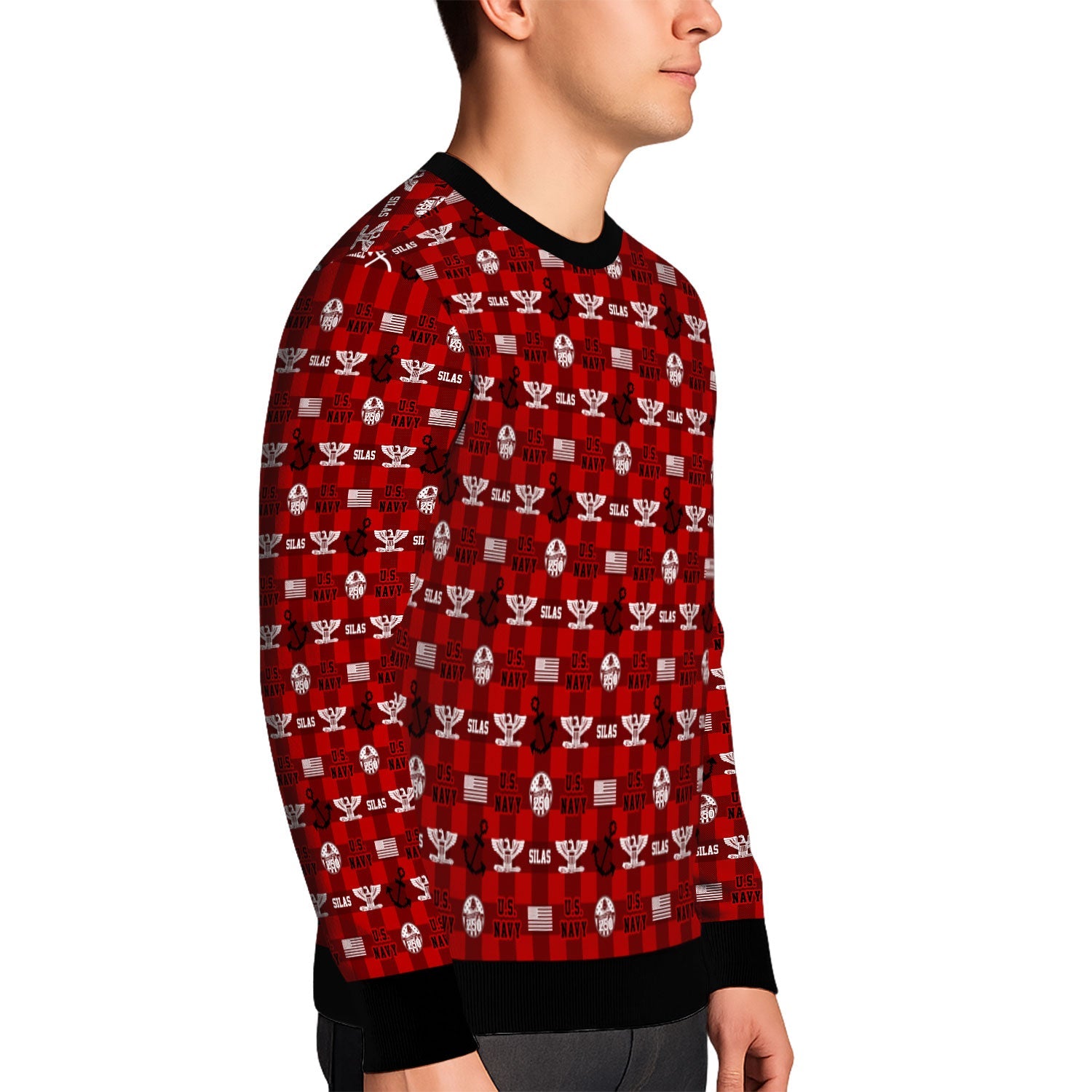 Personalized US Navy Christmas Ugly Sweater KAUST12