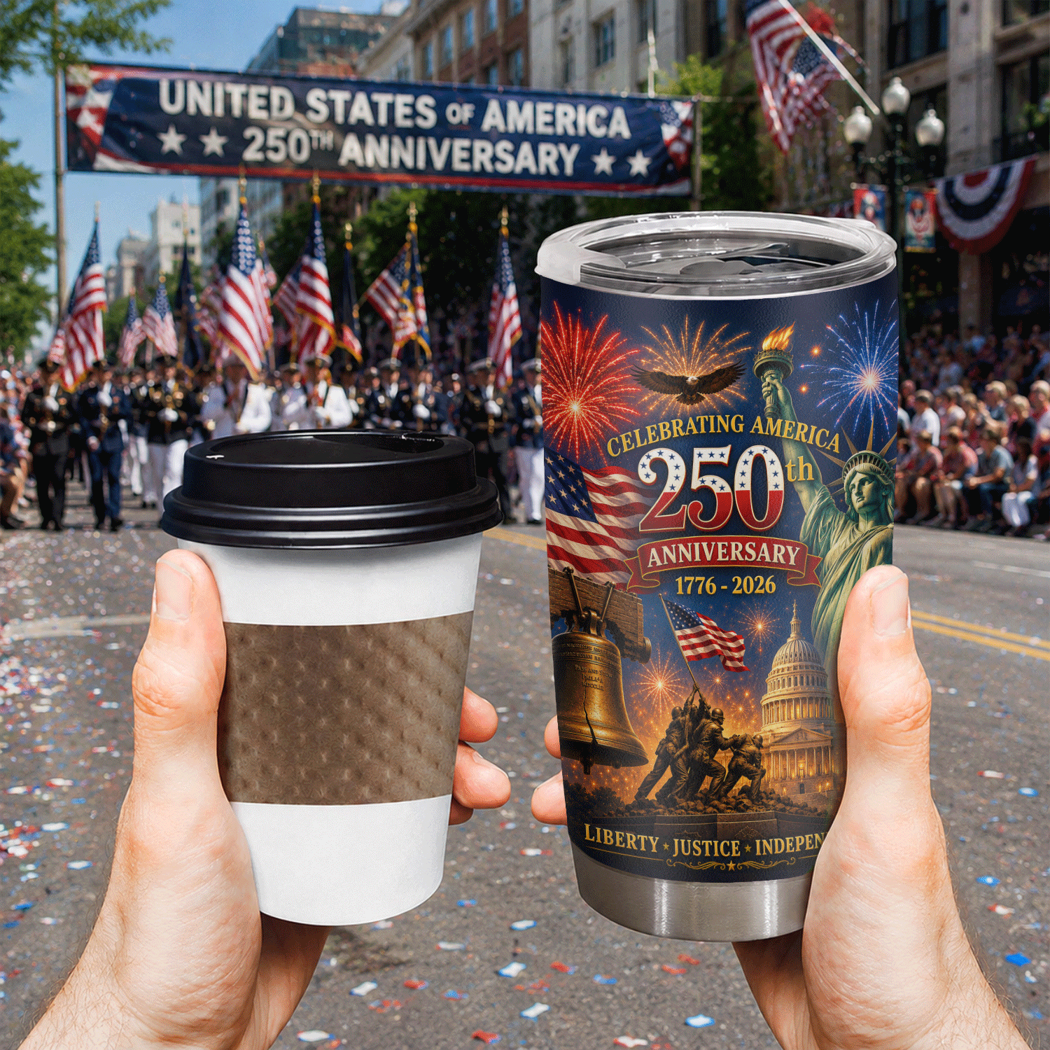 Celebrating America 250th Anniversary 1776-2026 20oz Tumbler