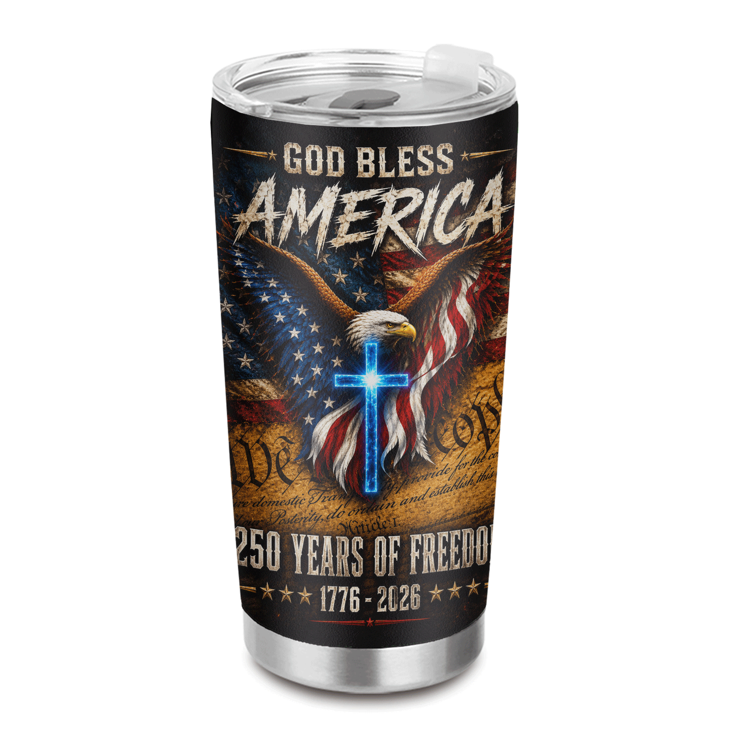 God Bless America 250 Years of Freedom 20oz Tumbler