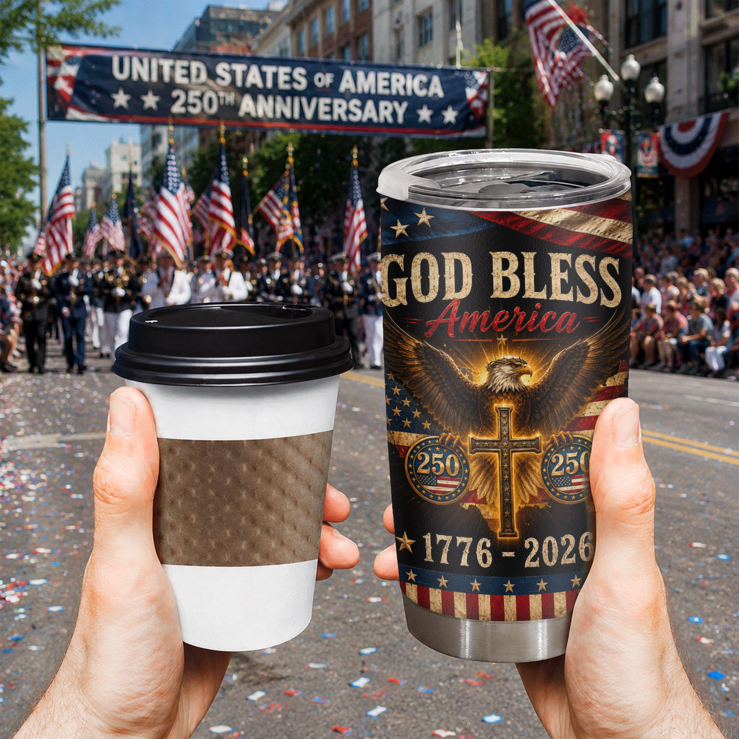 Patriotic Faith Freedom 20oz Stainless Tumbler