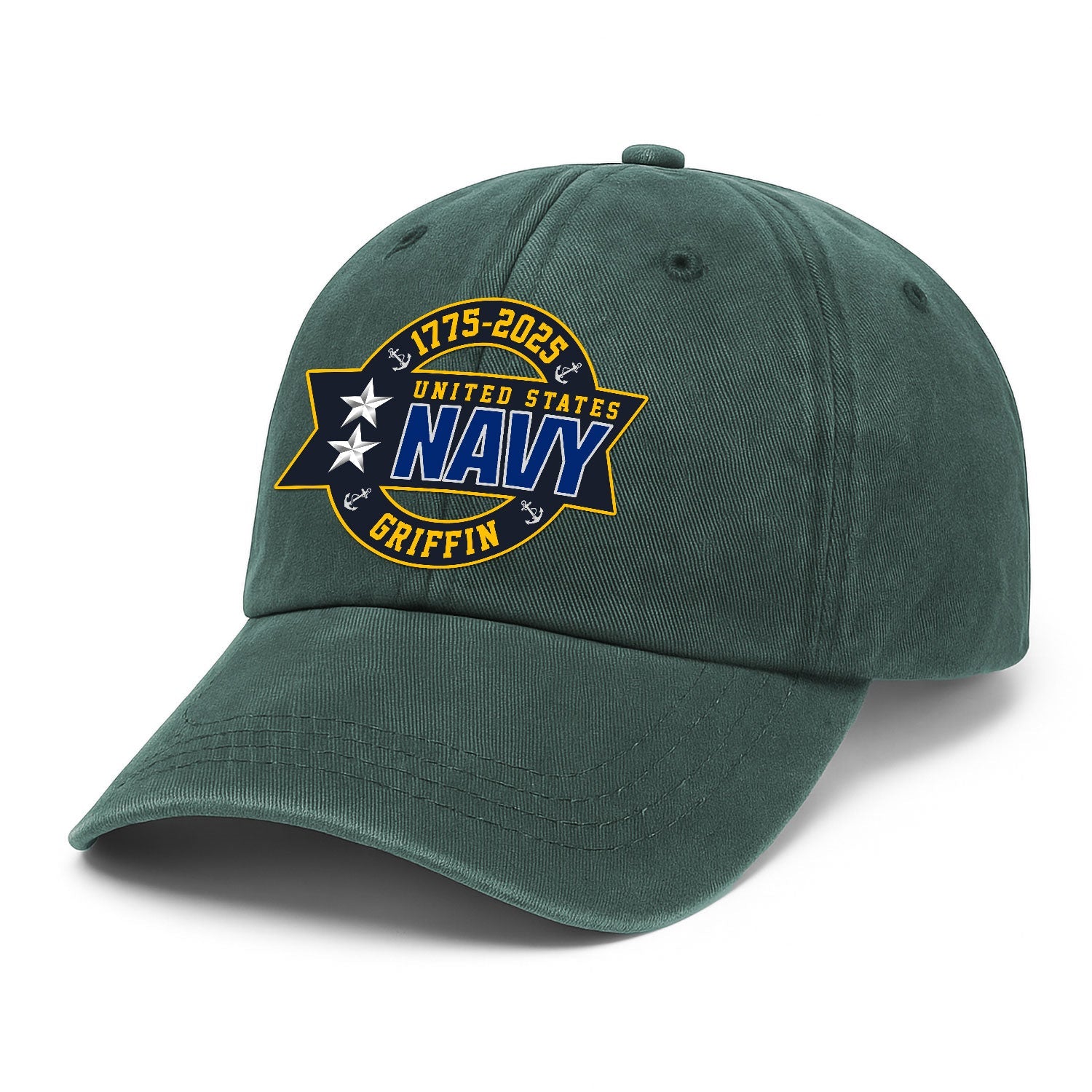 Custom Ranks & Text US Navy Premium Washed Denim Cap DC003
