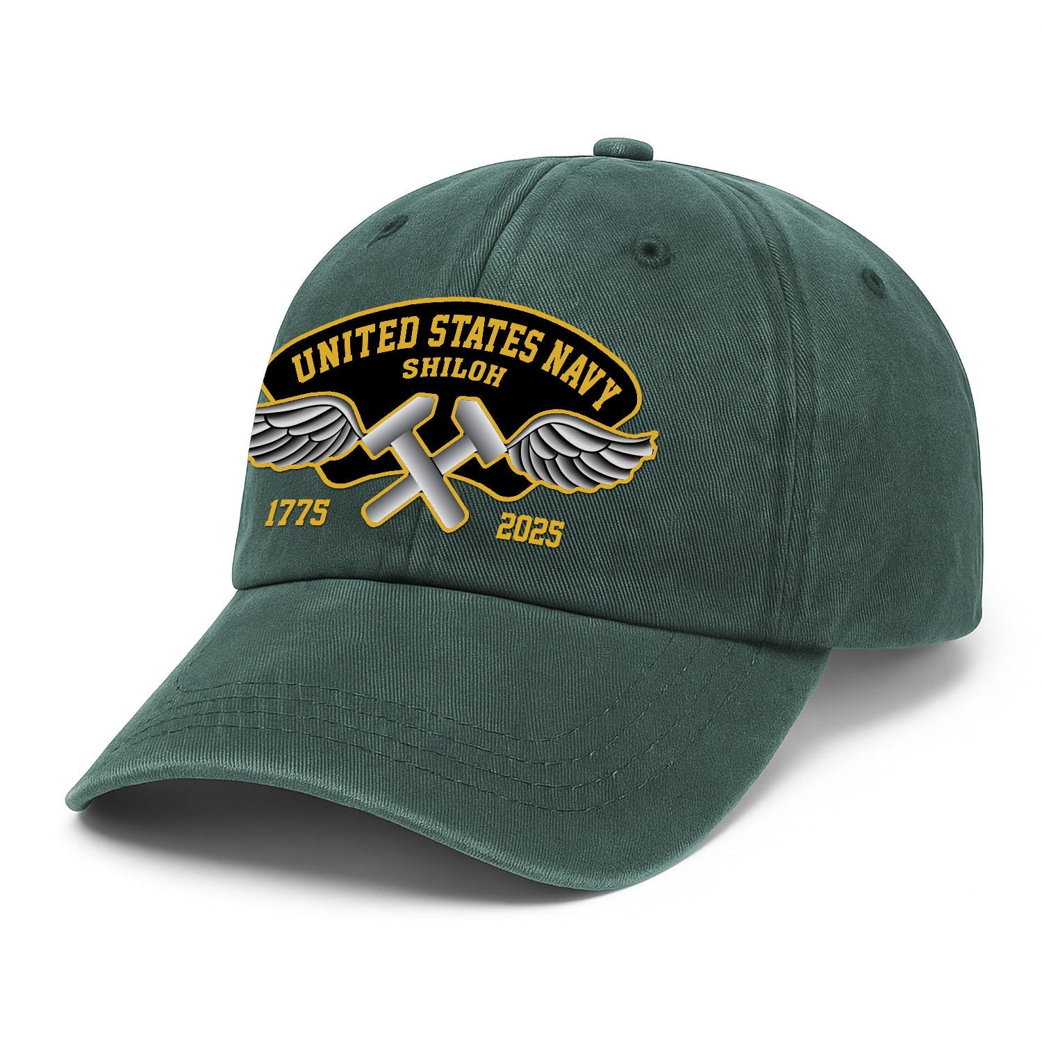 Custom Ranks & Text US Navy Premium Washed Denim Cap DC004