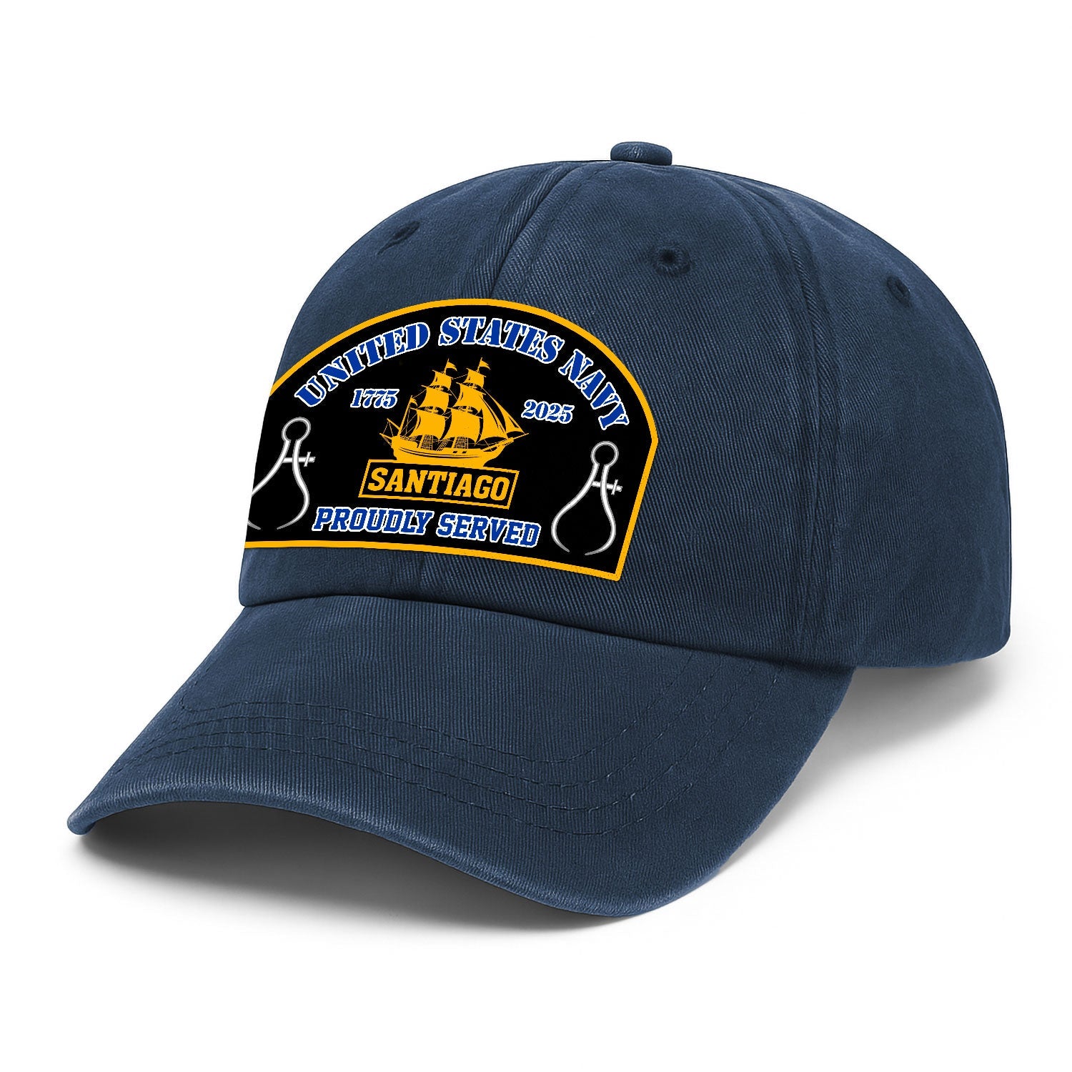Custom Ranks & Text US Navy Premium Washed Denim Cap DC007