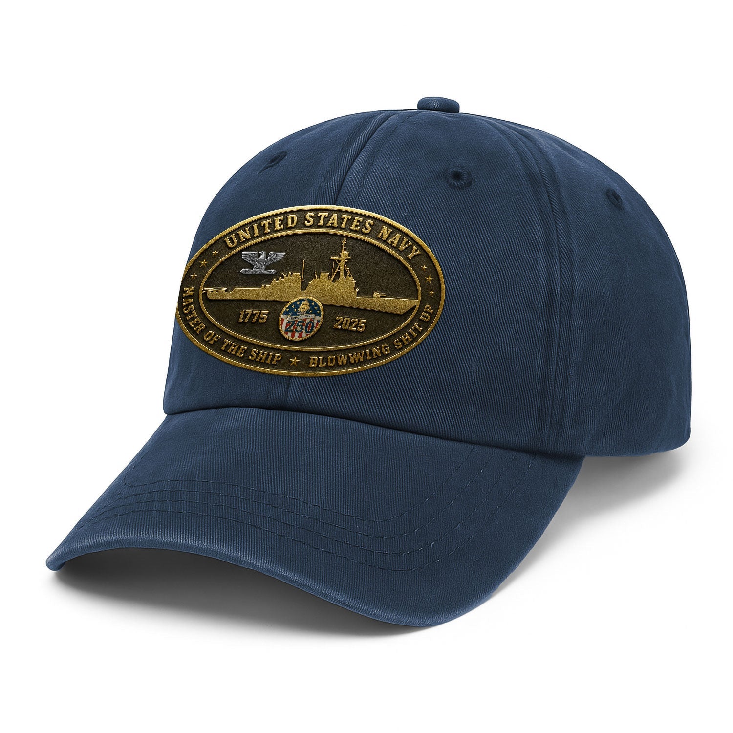 Custom Ranks US Navy Premium Washed Denim Cap DC026