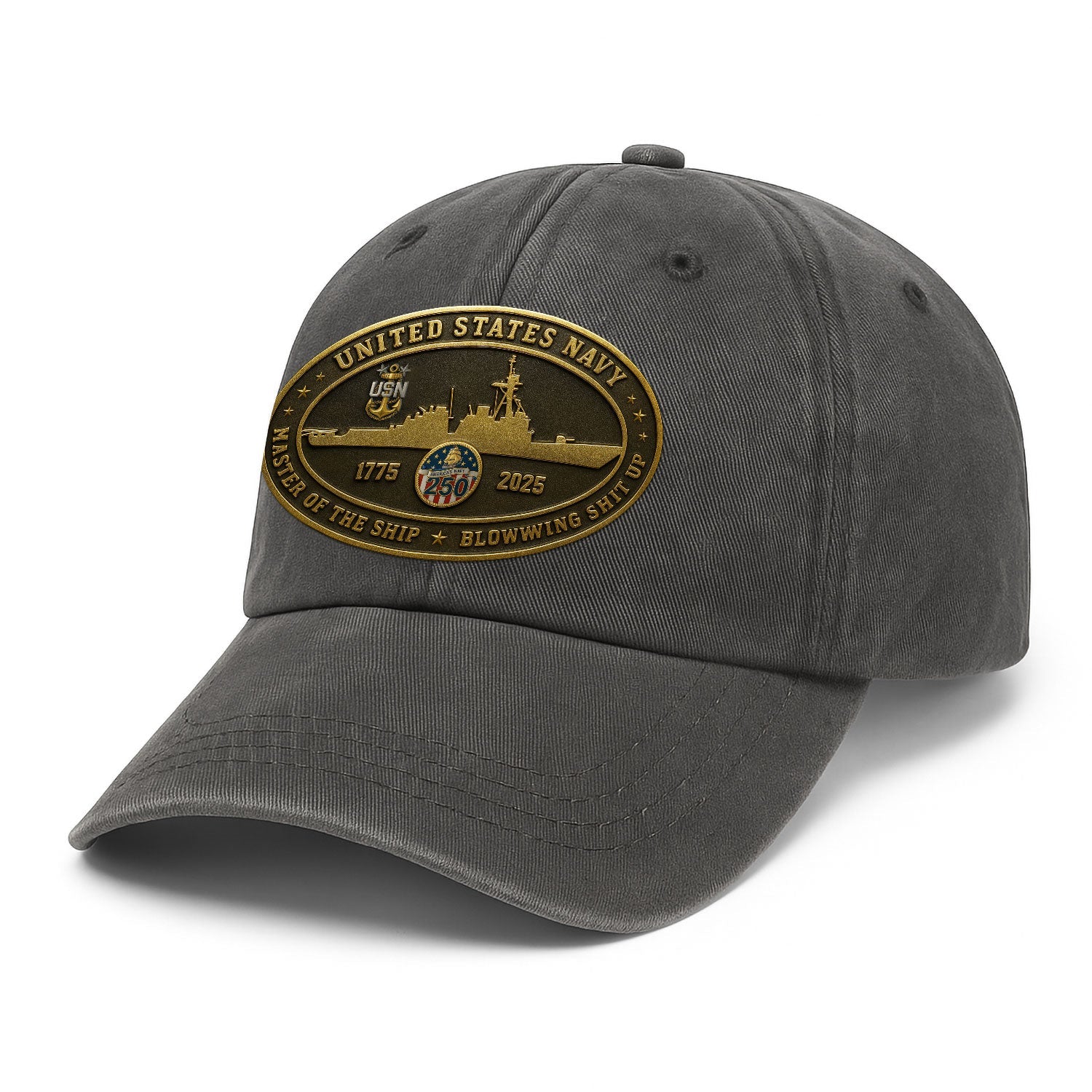 Custom Ranks US Navy Premium Washed Denim Cap DC026