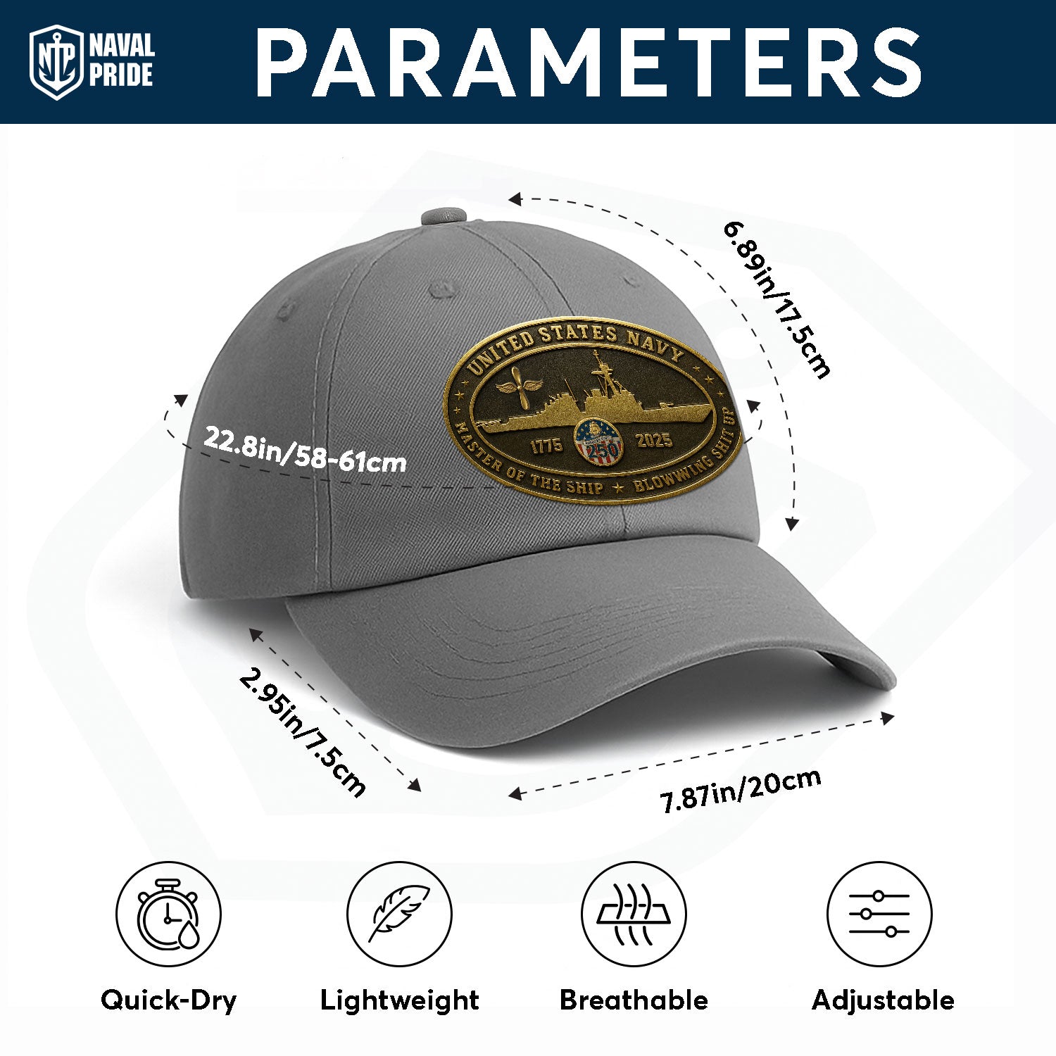 Custom Ranks US Navy Premium Washed Denim Cap DC026
