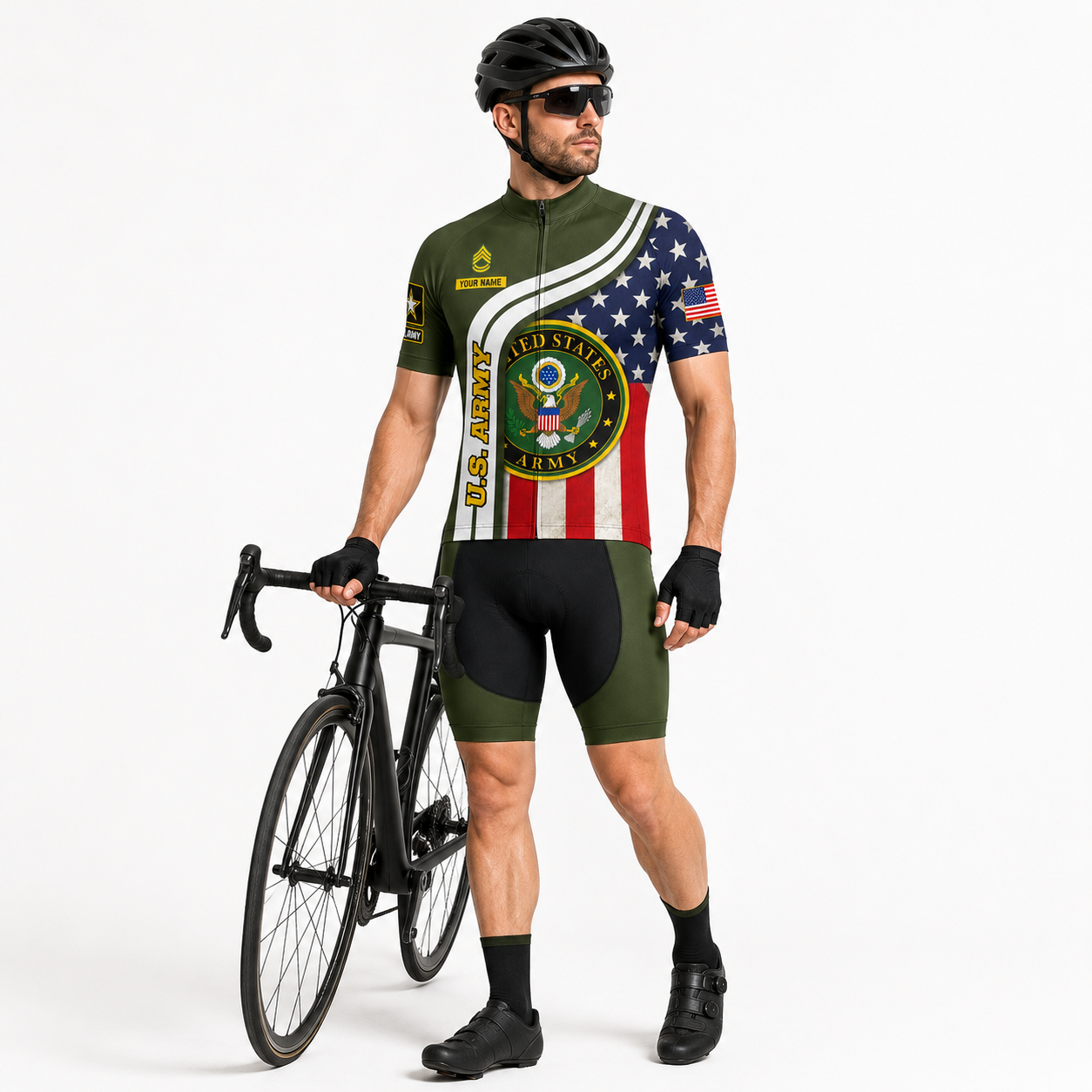 Men’s Personalized Military US Army Inspired Cycling Jersey Kit