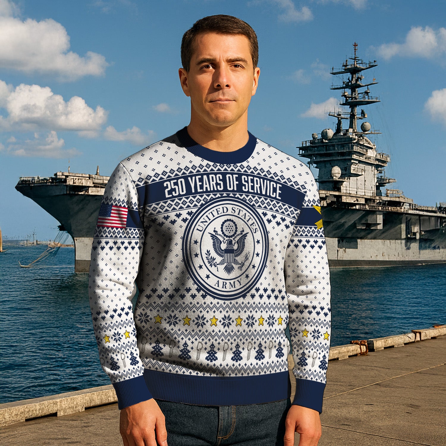 Custom Ranks US Army Ugly Christmas Sweater for Women Men KRUST06