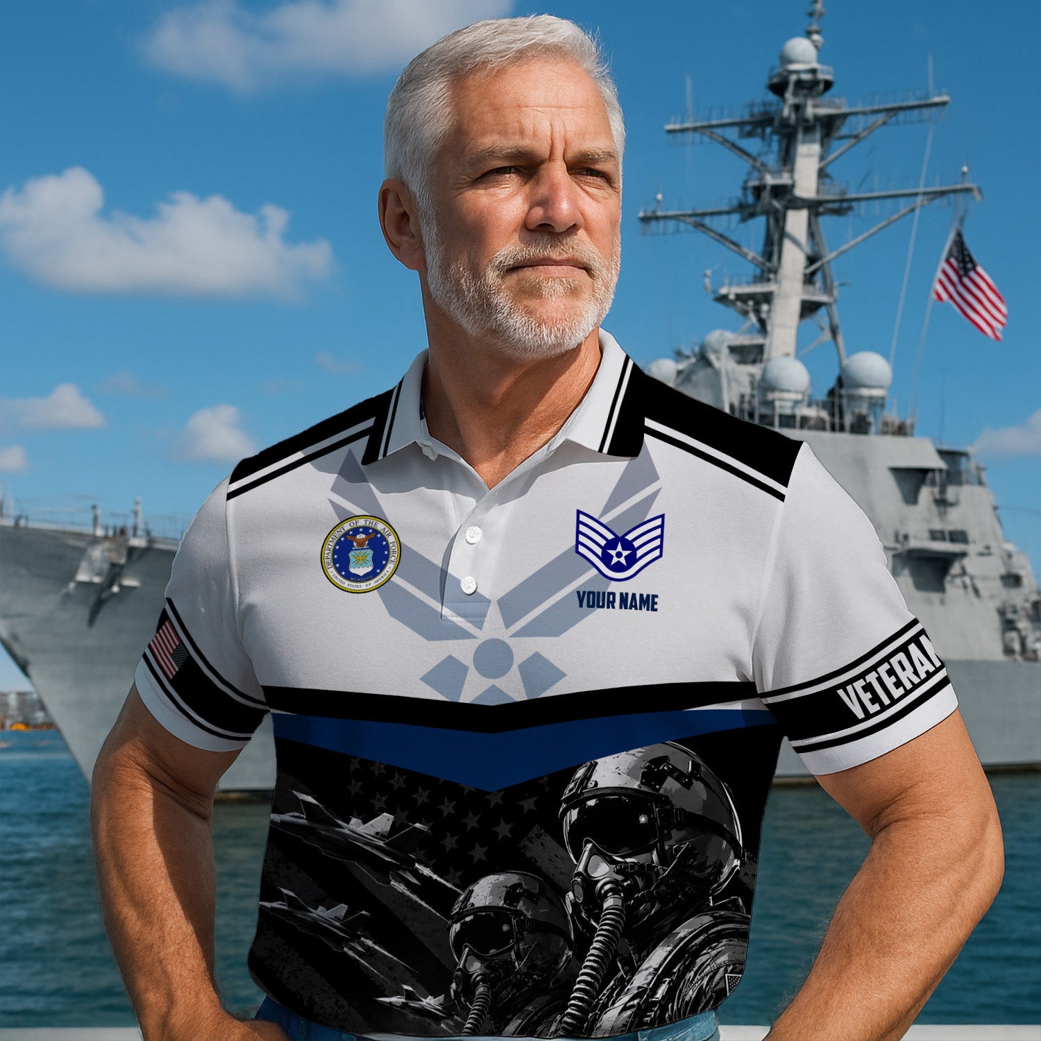Personalized US Air Force Rank 3D All-Over Print Polo Shirt Gift