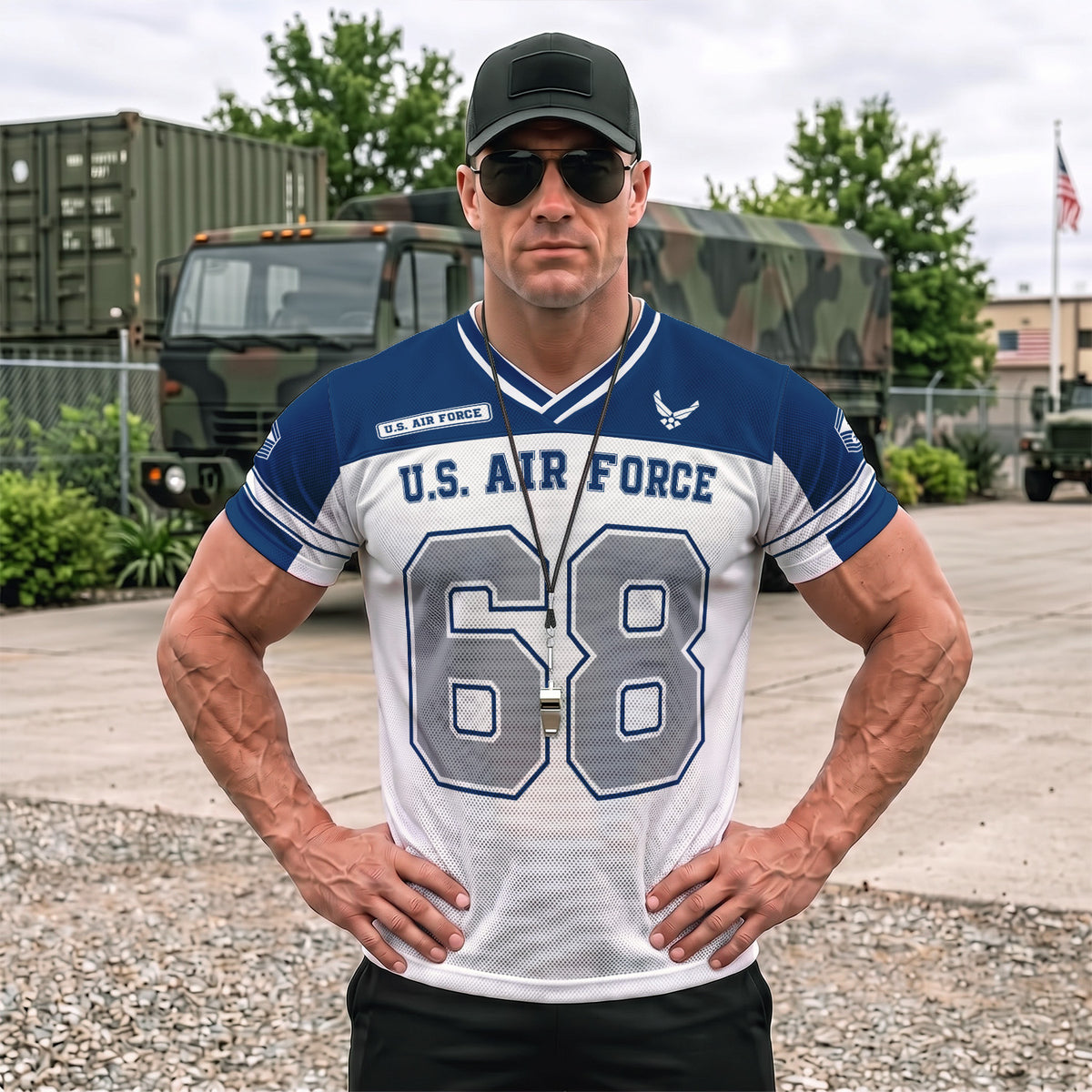 U.S. Air Force Sports Jersey Custom Military Rank Text and Jersey Number