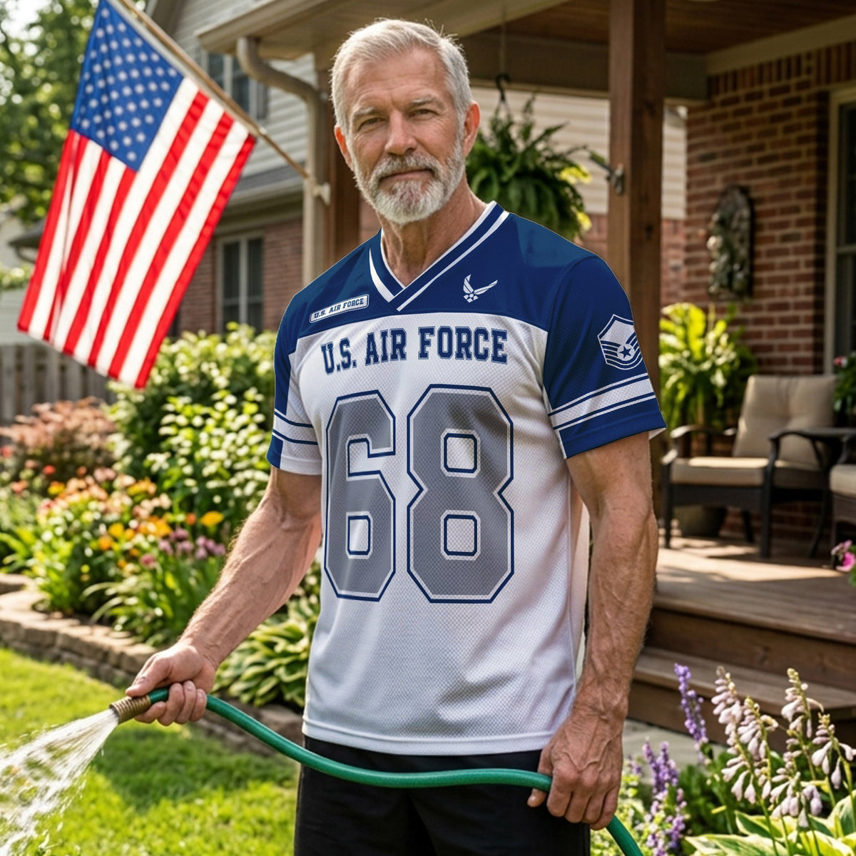 U.S. Air Force Sports Jersey Custom Military Rank Text and Jersey Number