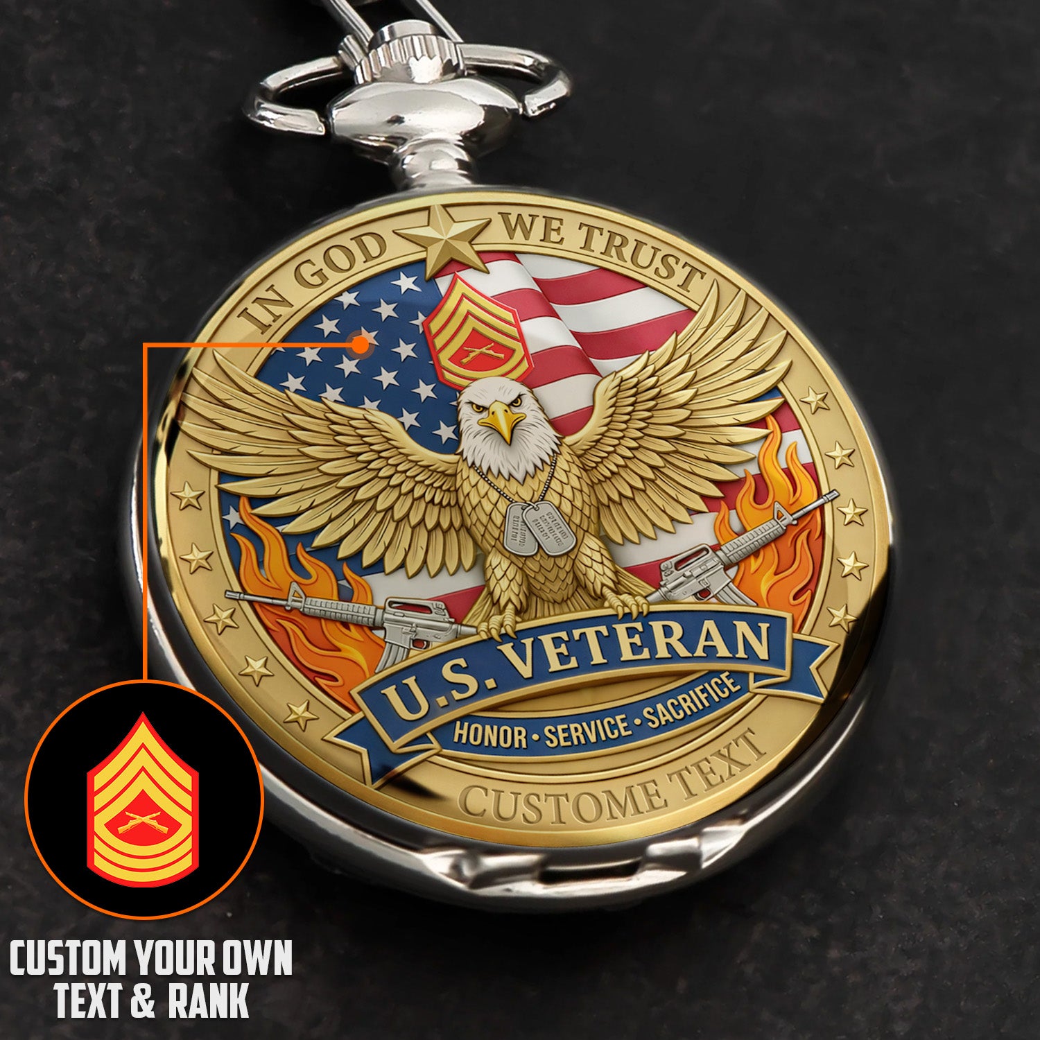 USMC 250th Anniversary Pocket Watch Veteran Gift