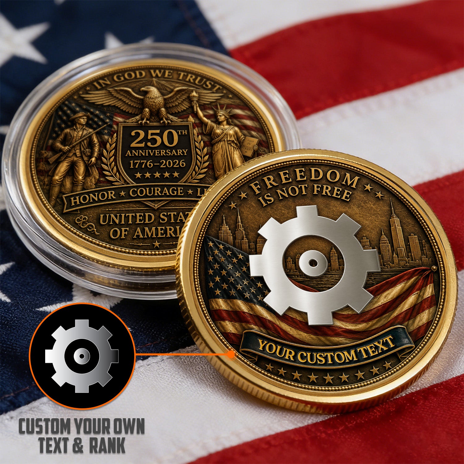 US Navy Custom Text 3D Challenge Coin Gift