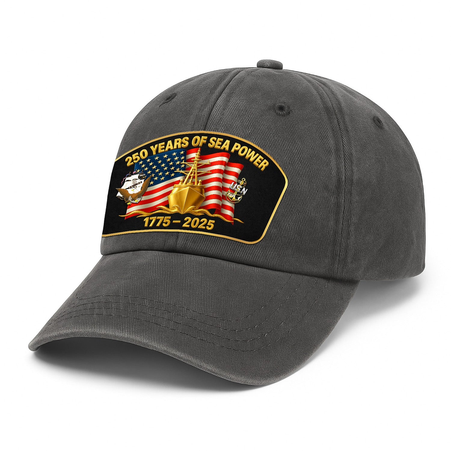 Custom Ranks US Navy Premium Washed Denim Cap DC023