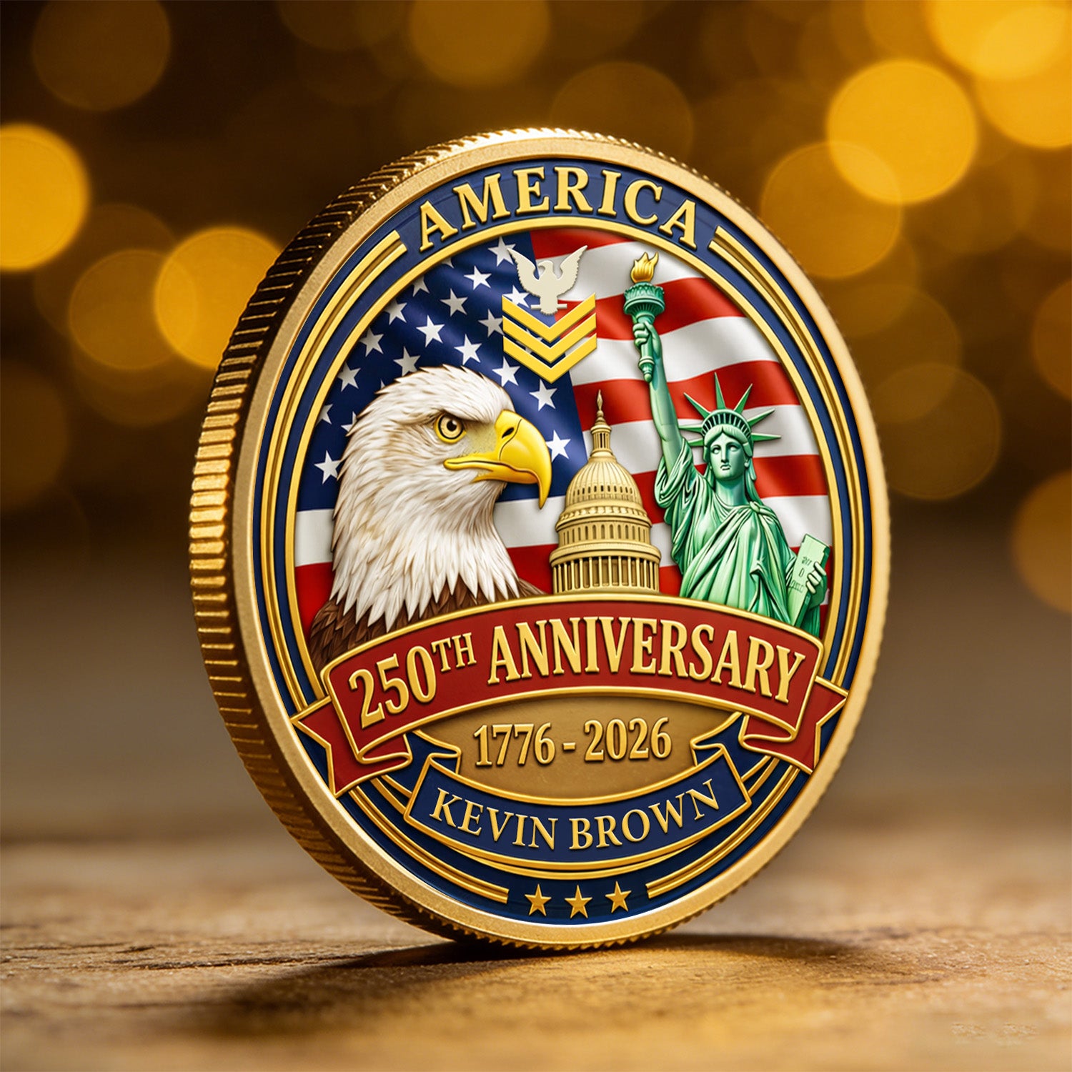 USA 250th Challenge Coin Custom Rank Name US Navy
