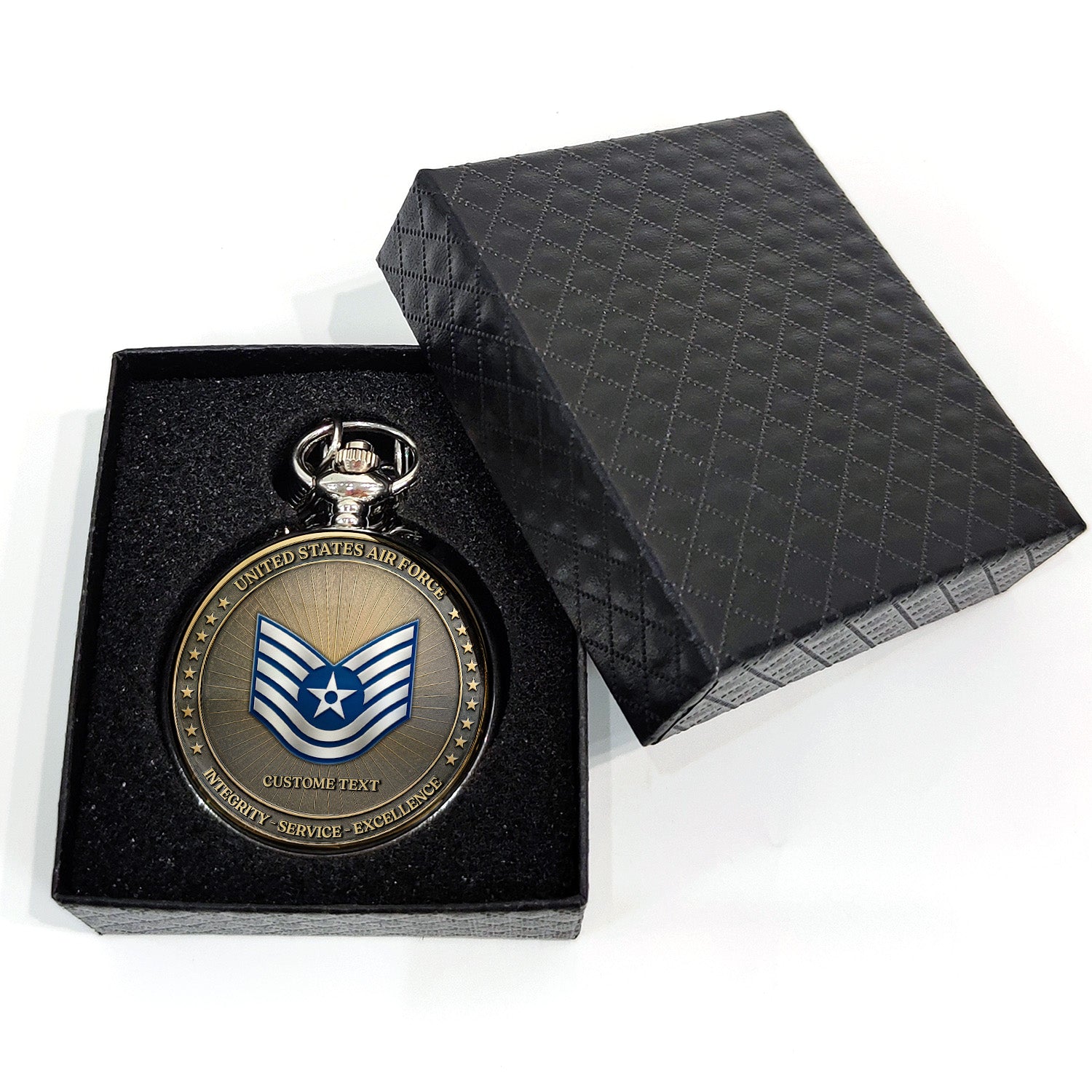 Custom US Air Force Pocket Watch Personalized Veteran Gift