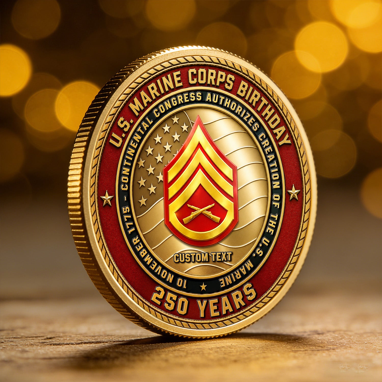Custom USMC Veteran Photo Rank 3D Challenge Coin Gift